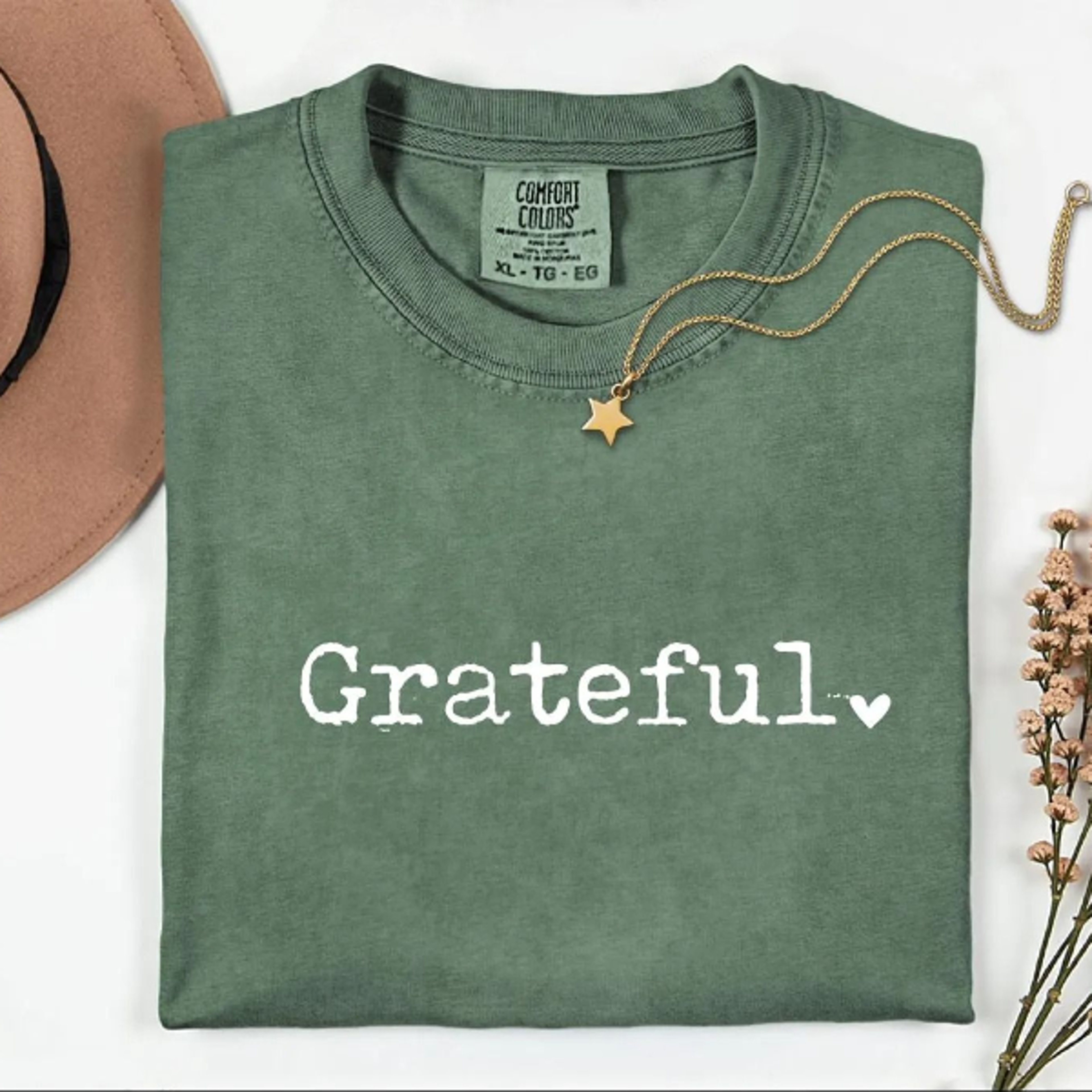grateful t-shirt minimalist script, fall graphic tee