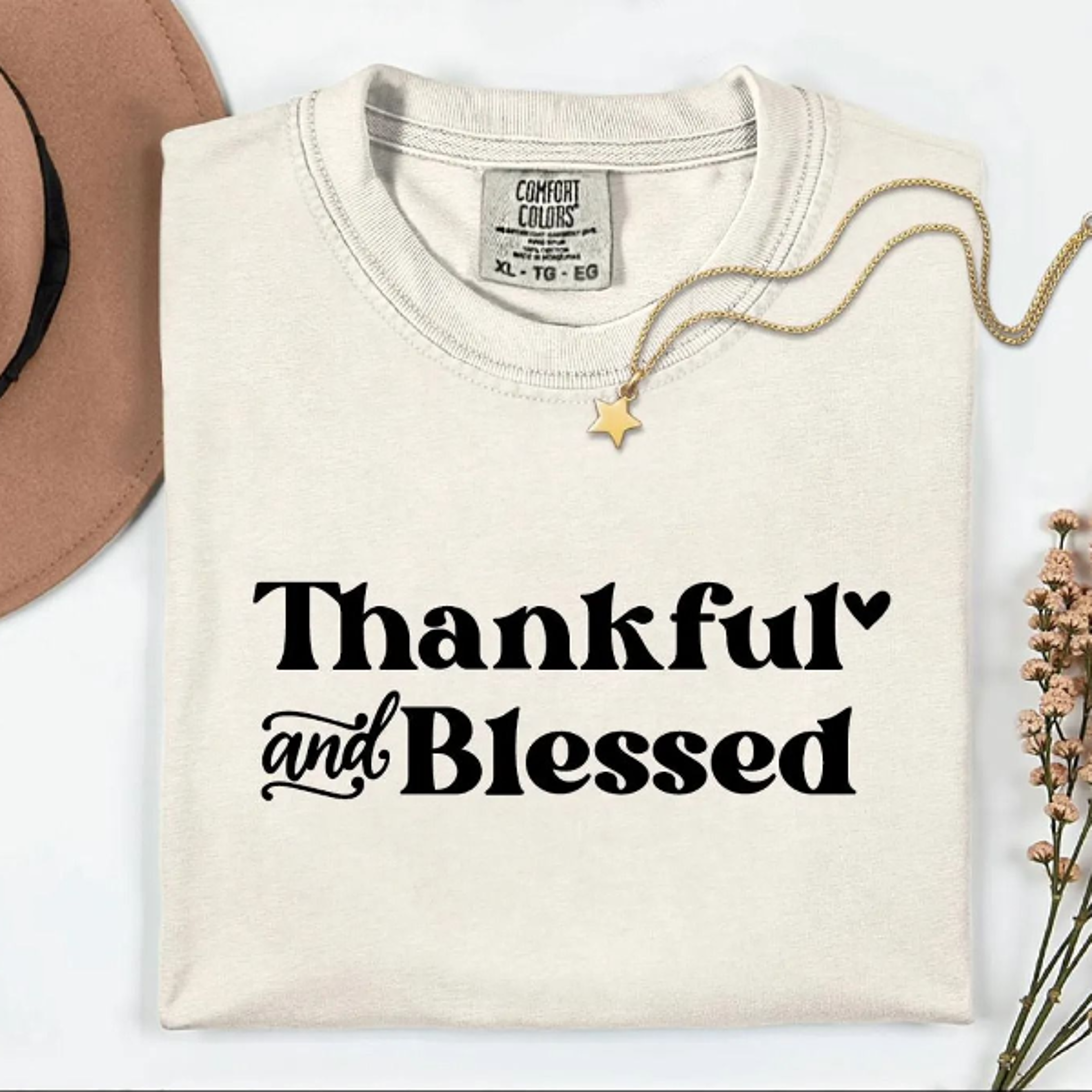 thankful & blessed t-shirt fall thanksgiving tee