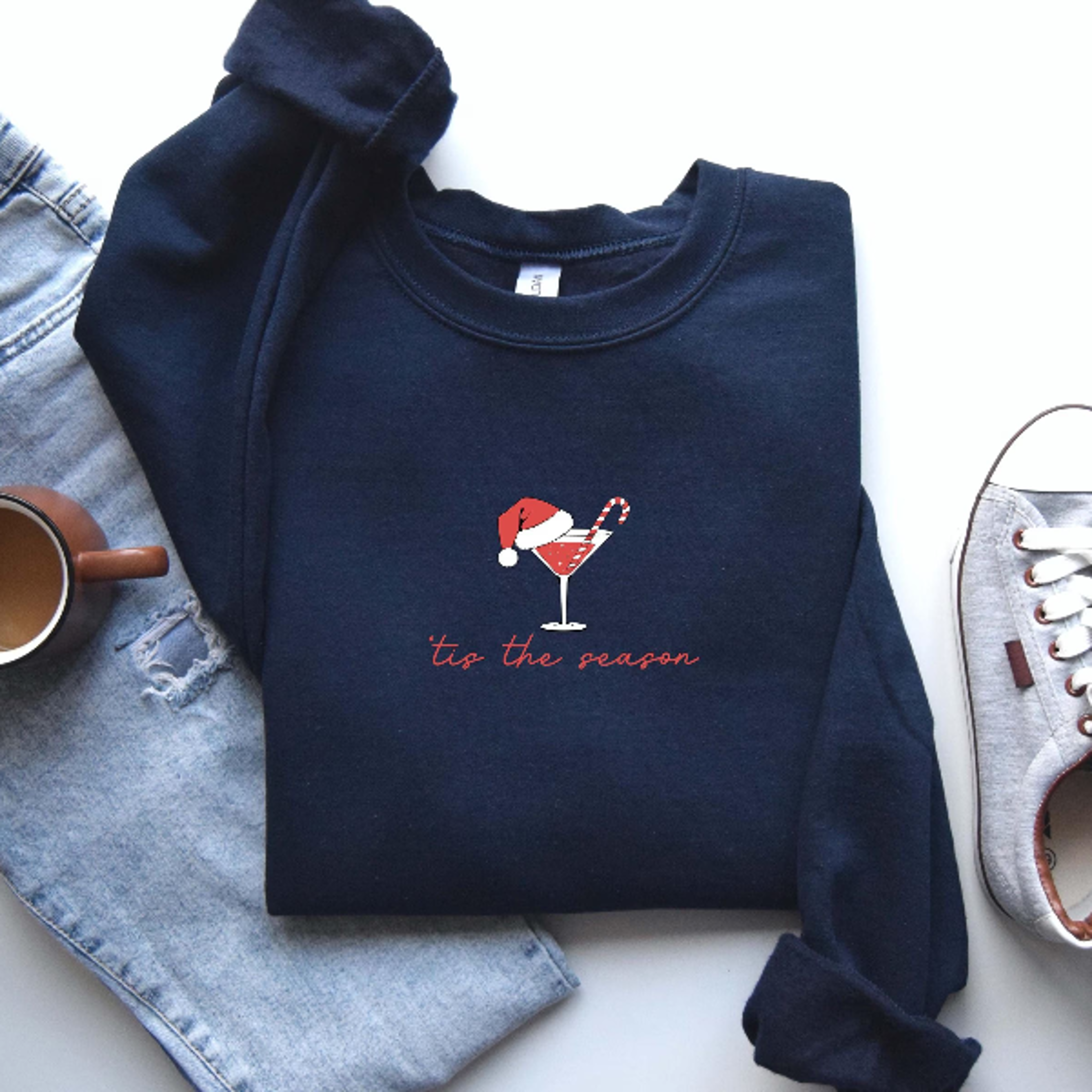 tis the season sweatshirt, christmas martini drink shirt, cute holiday cocktail crewneck, cozy xmas party pullover, fest