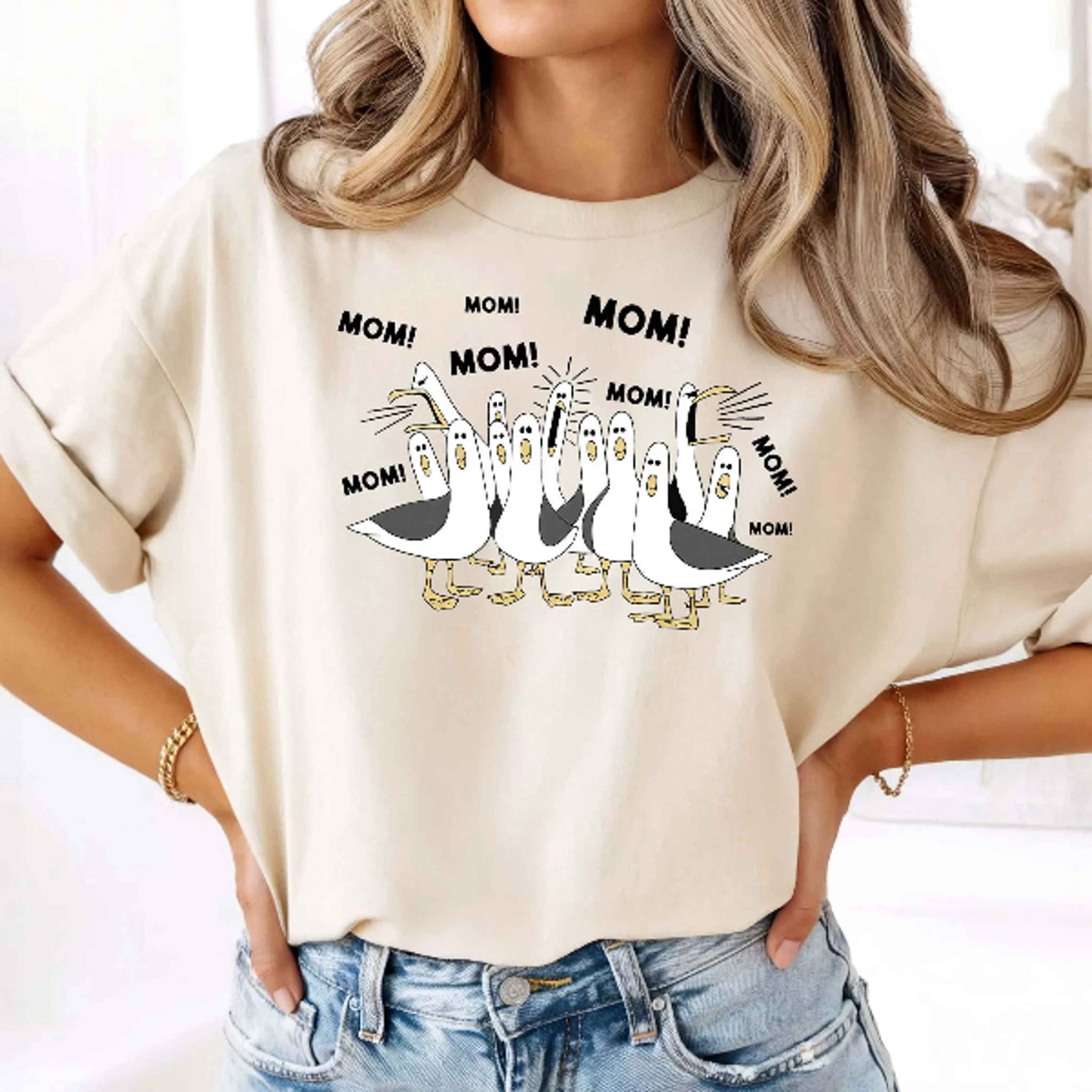 funny mother's day gift - seagull mom mom mom shirt - relatable mama life tee - humorous motherhood apparel - gift for b