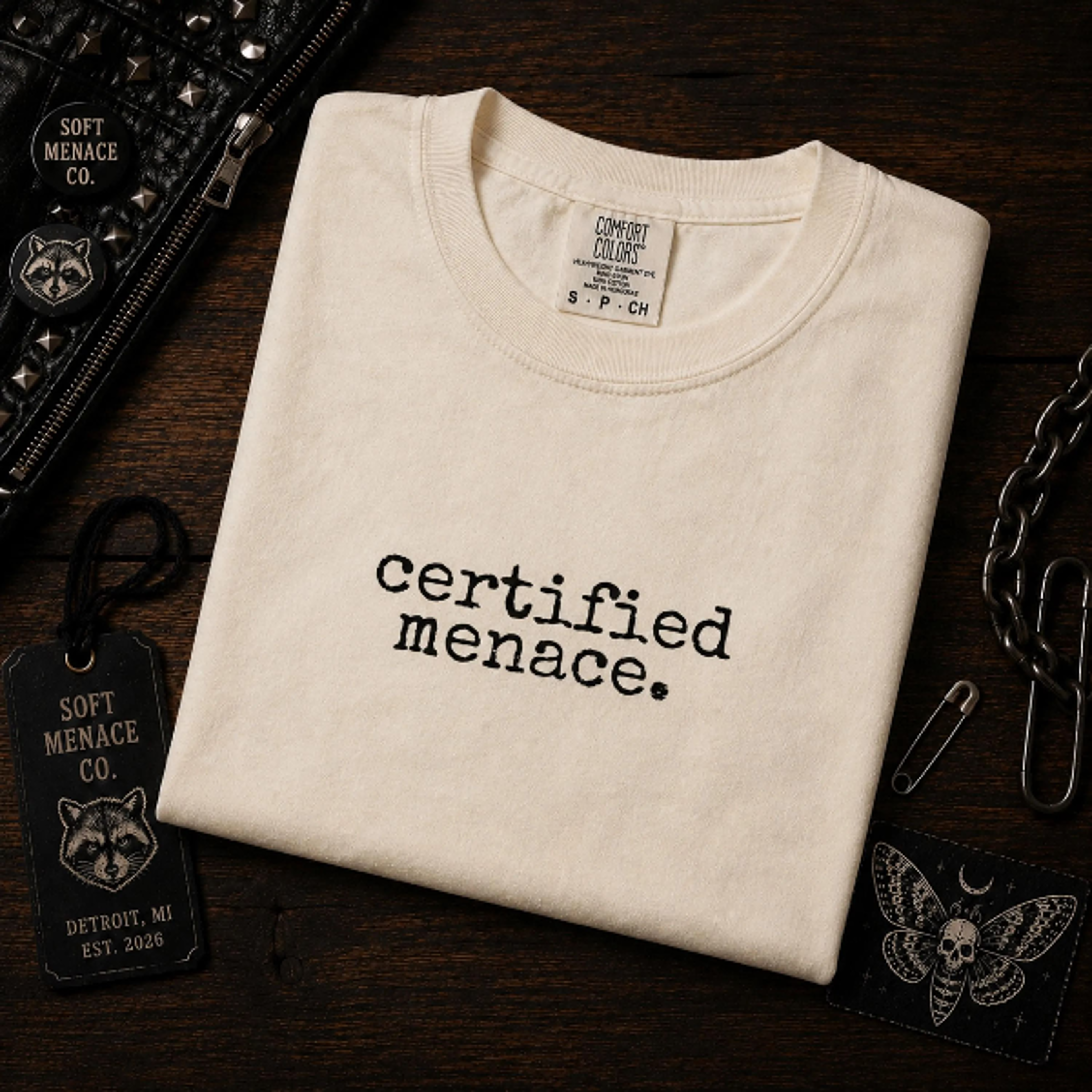dark humor shirt certified menace, funny sarcastic tee, feral girl clothing, jeremy