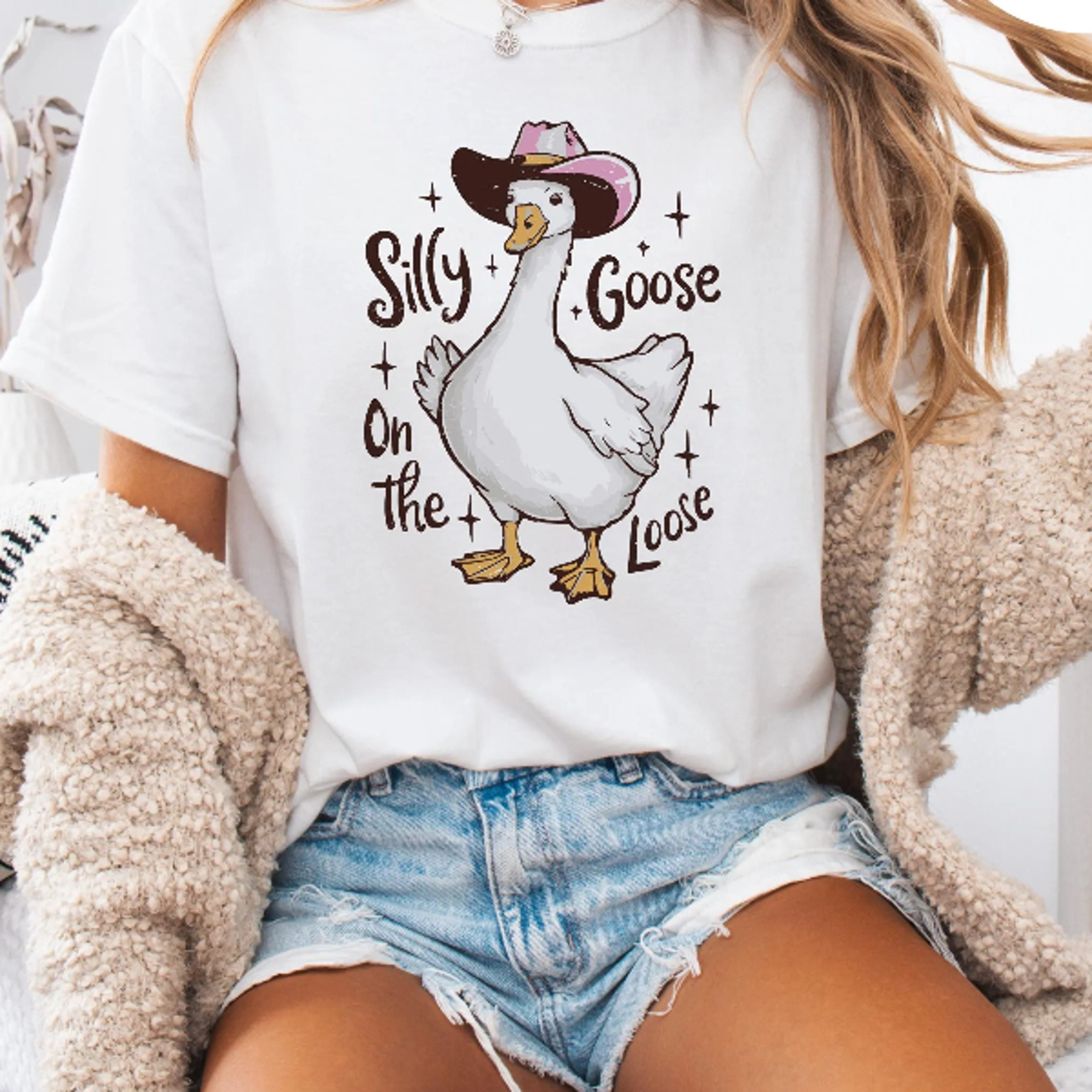 retro comfort silly goose shirt, silly goose on the loose, funny cowgirl shirt, funny western tee, funny graphic tee, 90