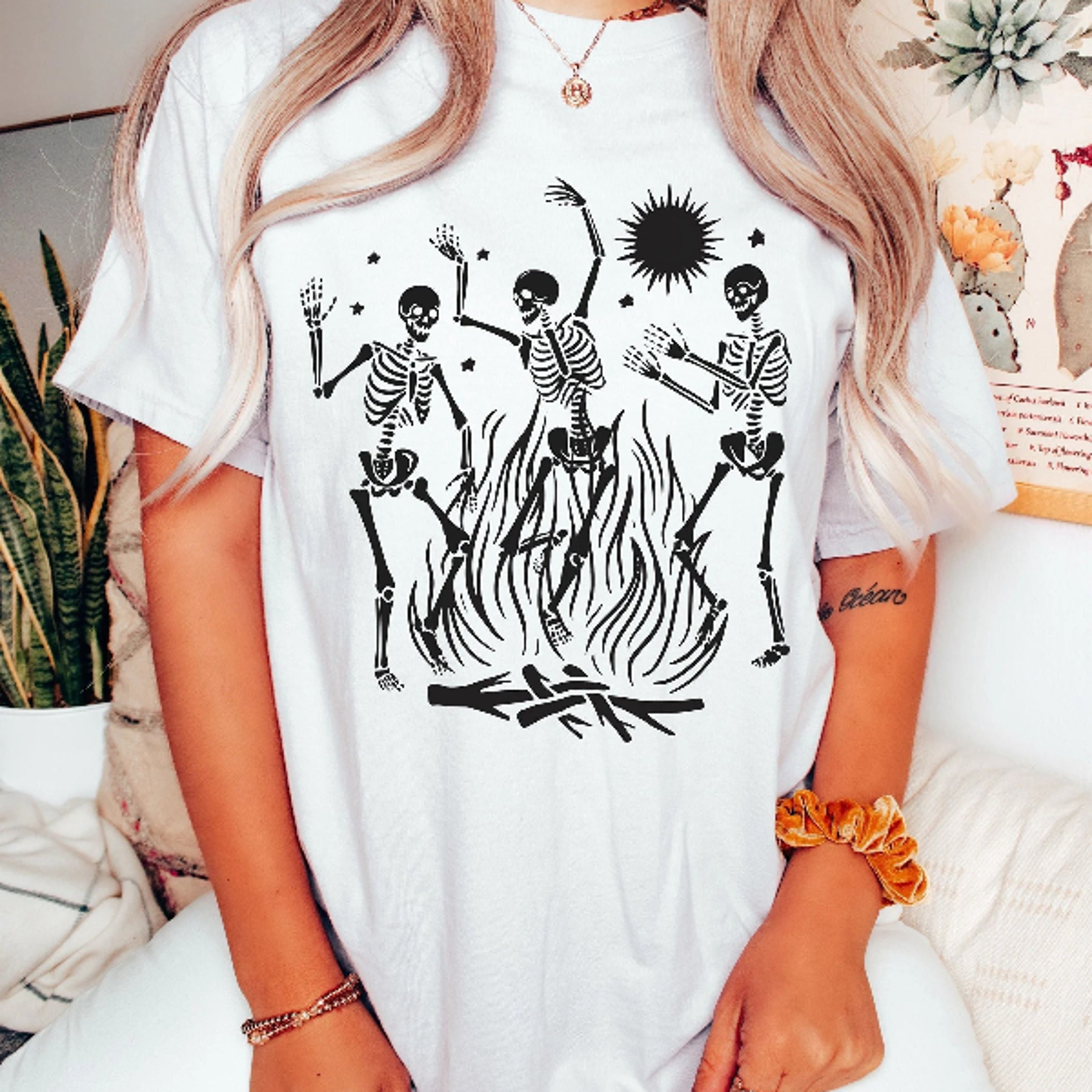 dancing skeletons tee, skeleton halloween t-shirt, vintage inspired t-shirt