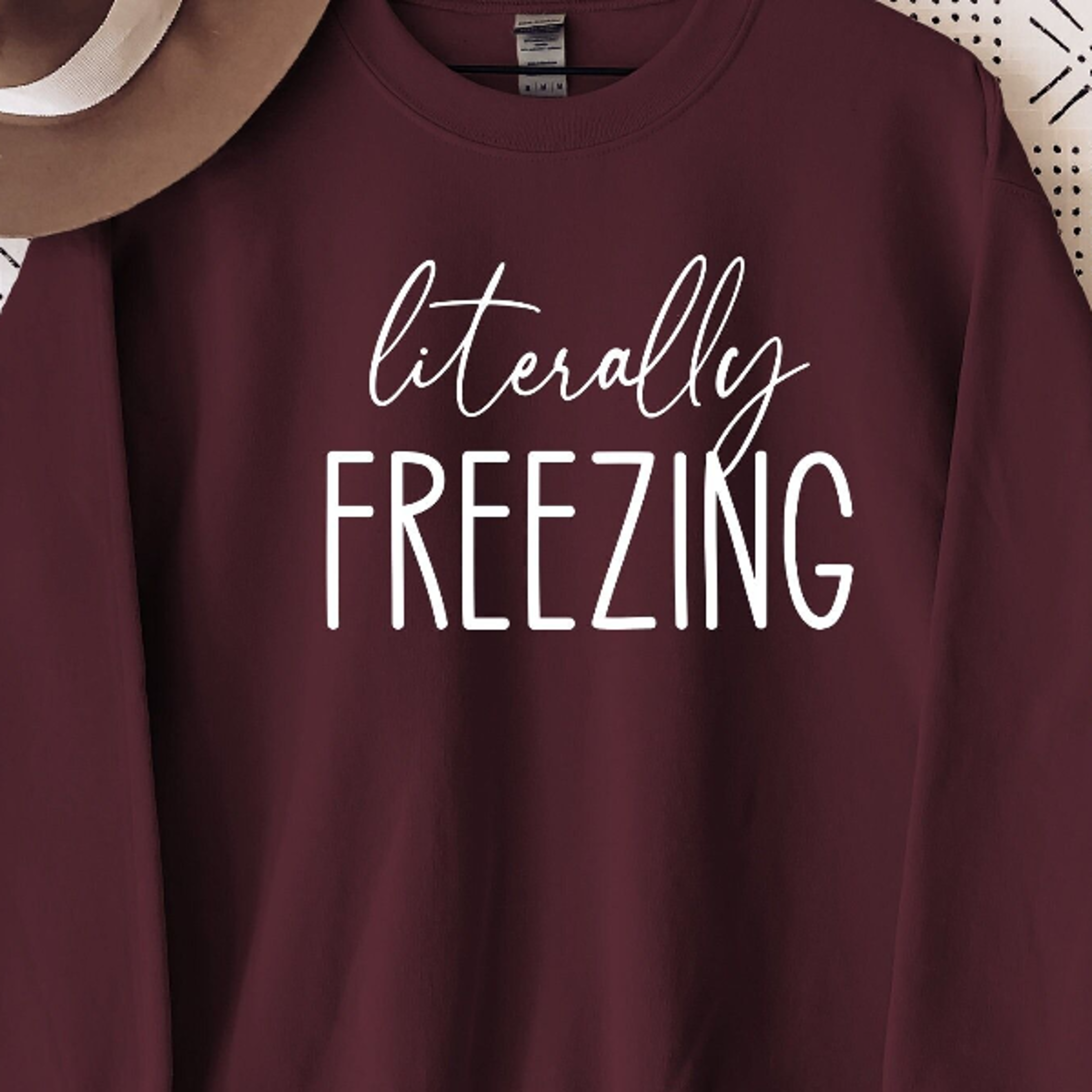 literally freezing sweatshirt funny winter crewneck