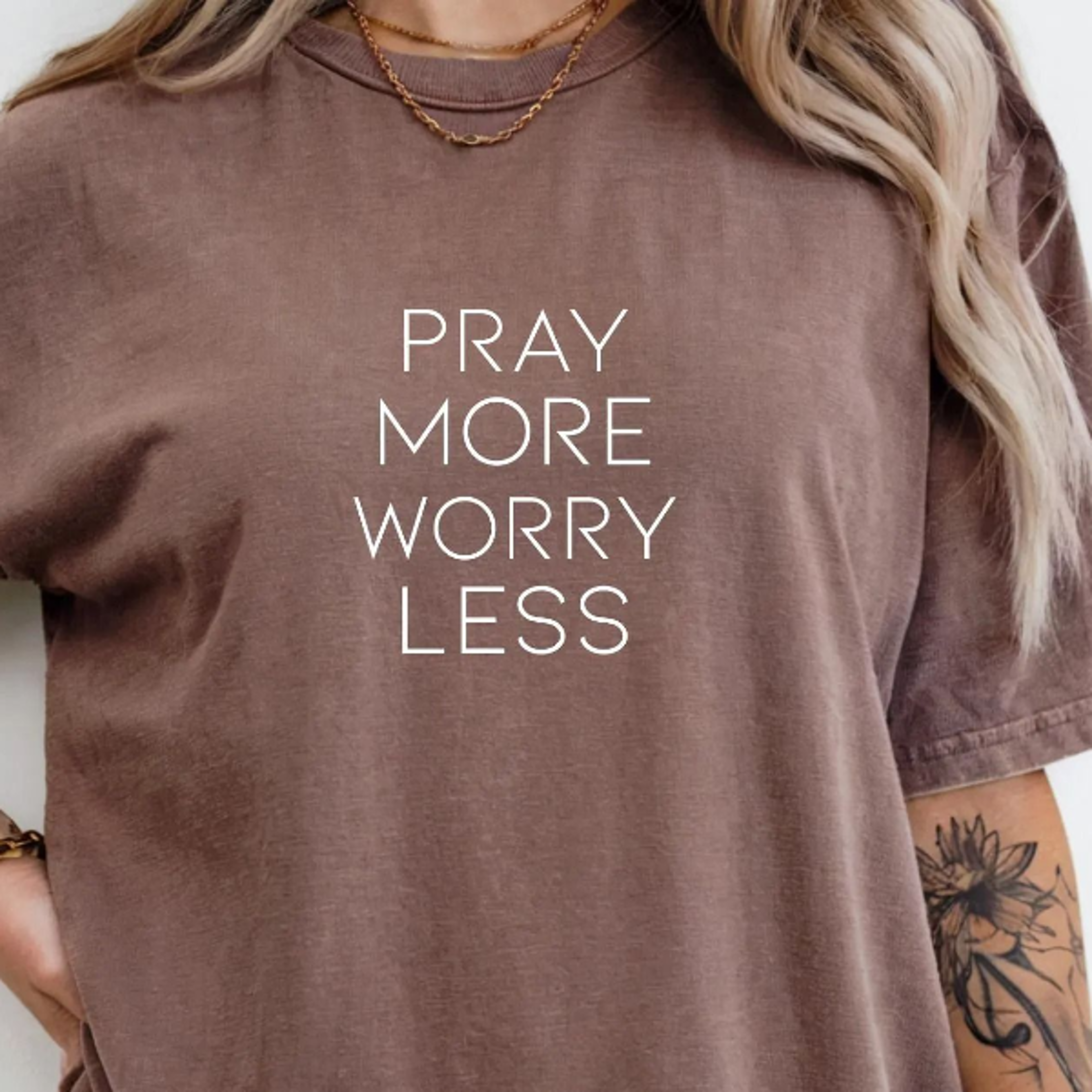 pray more worry less shirt christian t-shirt faith based tee