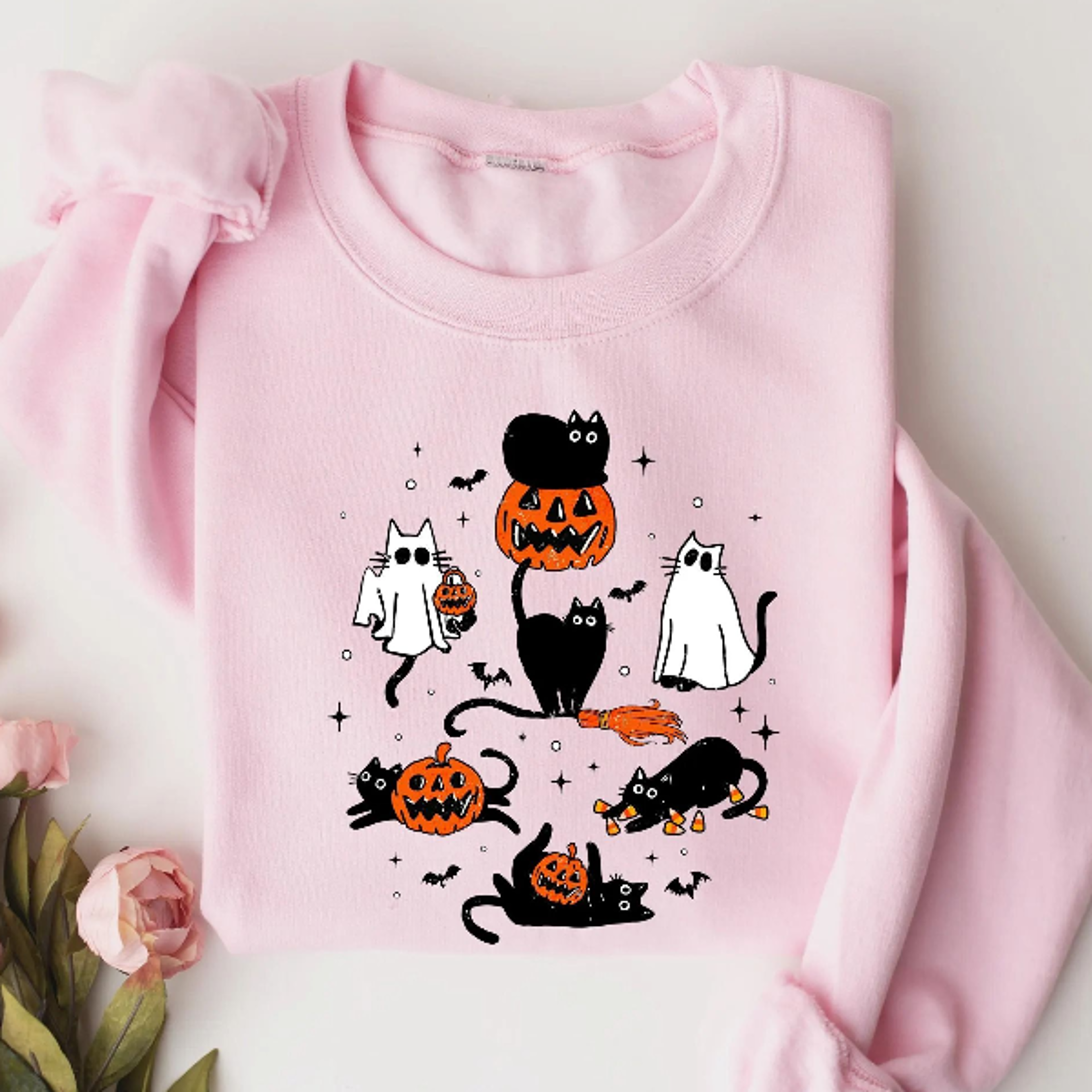ghost cat shirt retro halloween black cat cute spooky season tee