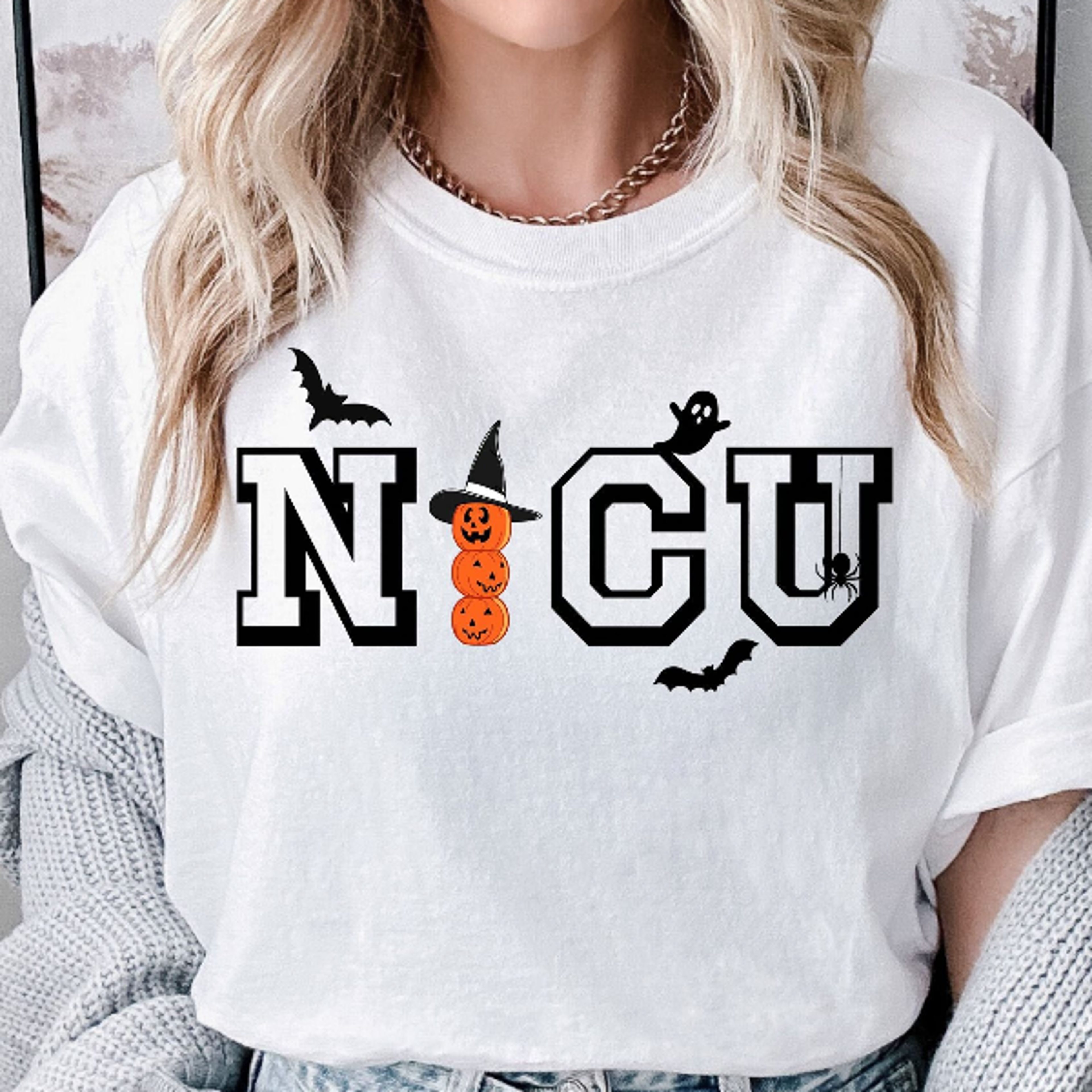 NICU Nurse Halloween Sweatshirt One Spooky NICU Nurse Crewneck 2