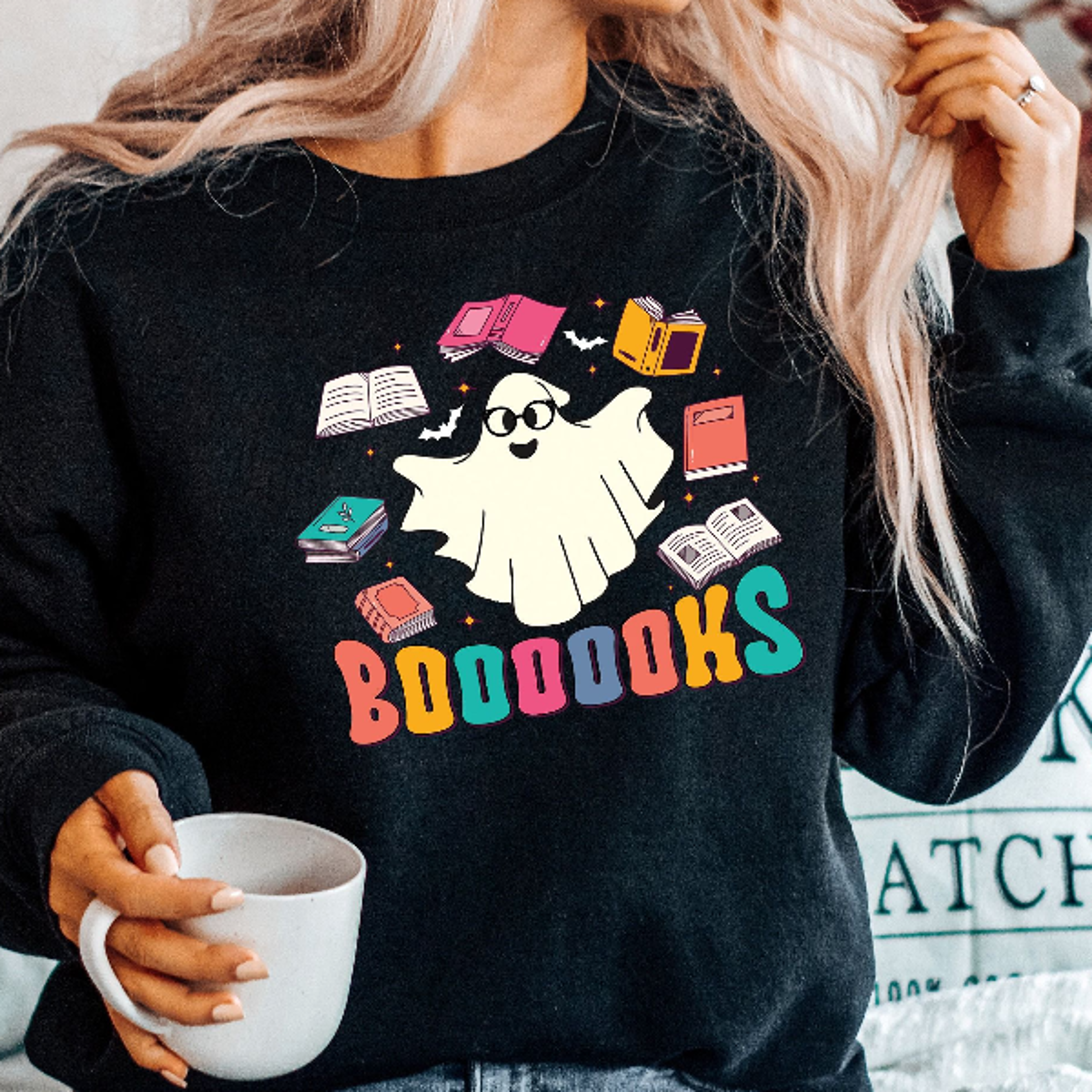 cute ghost sweatshirt, teacher halloween shirt, halloween ghost reading books shirt, book lovers tshirt,bookworm gift