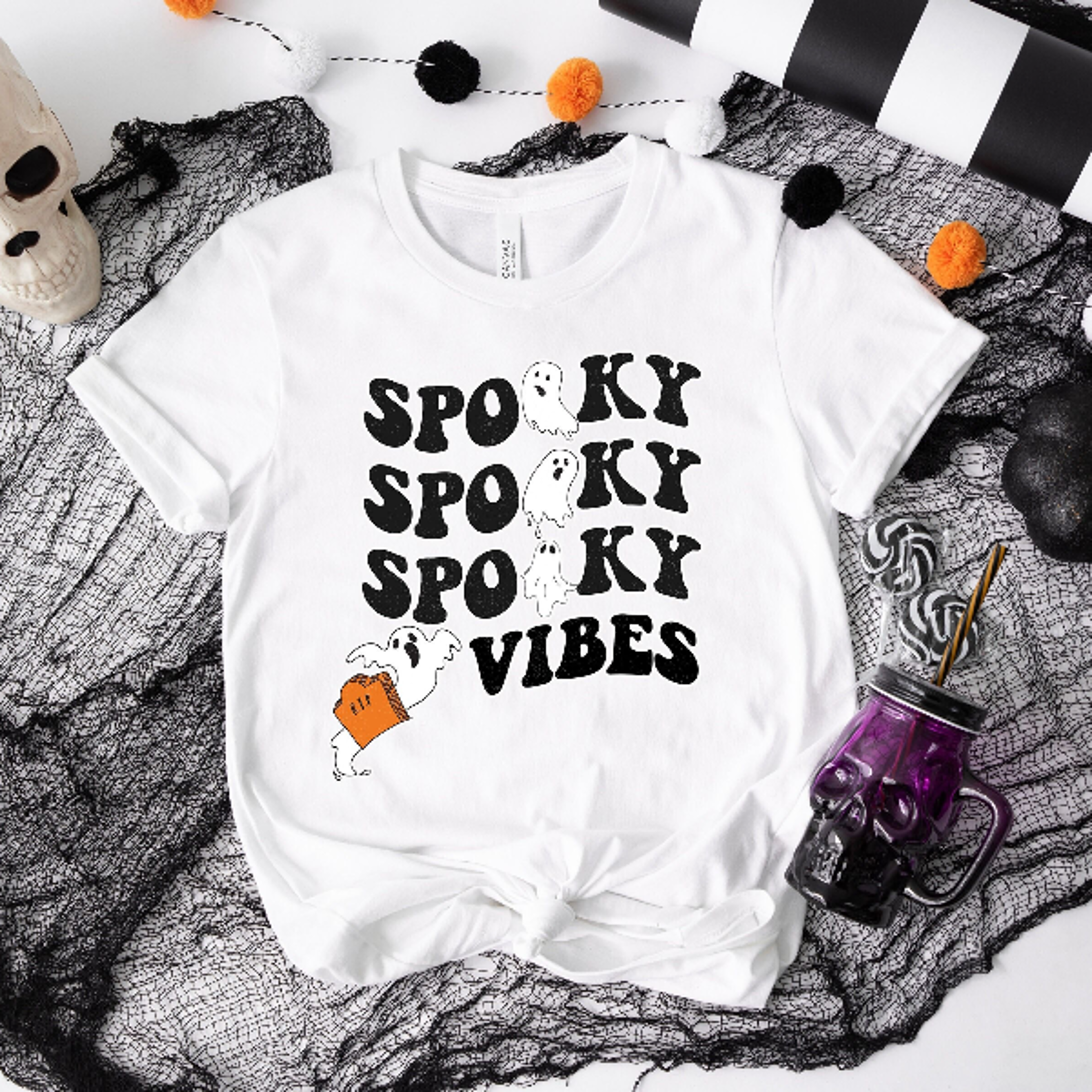 spooky vibes shirt cool halloween fall graphic tee