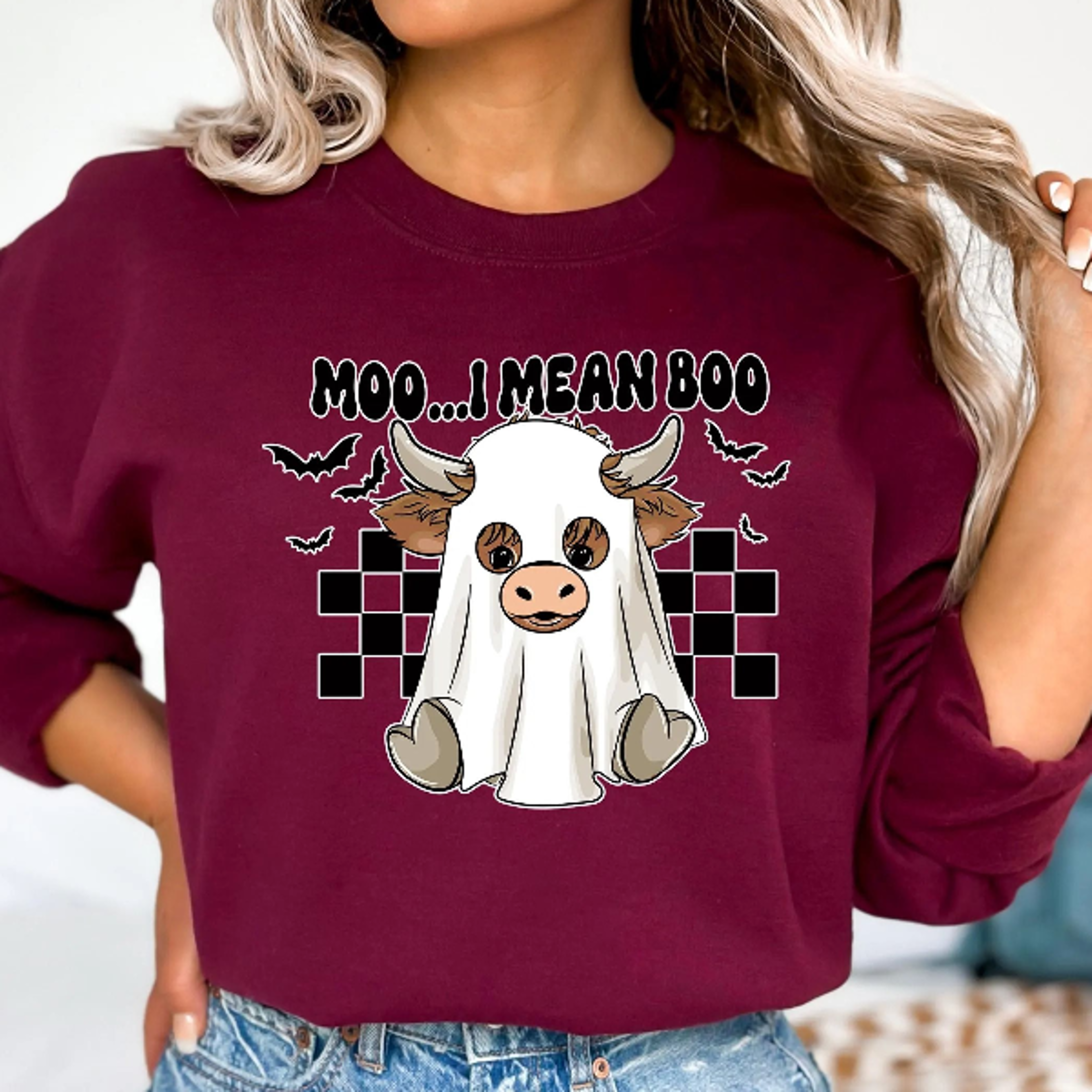 western ghost spooky sweatshirt cowboy halloween cute crewneck