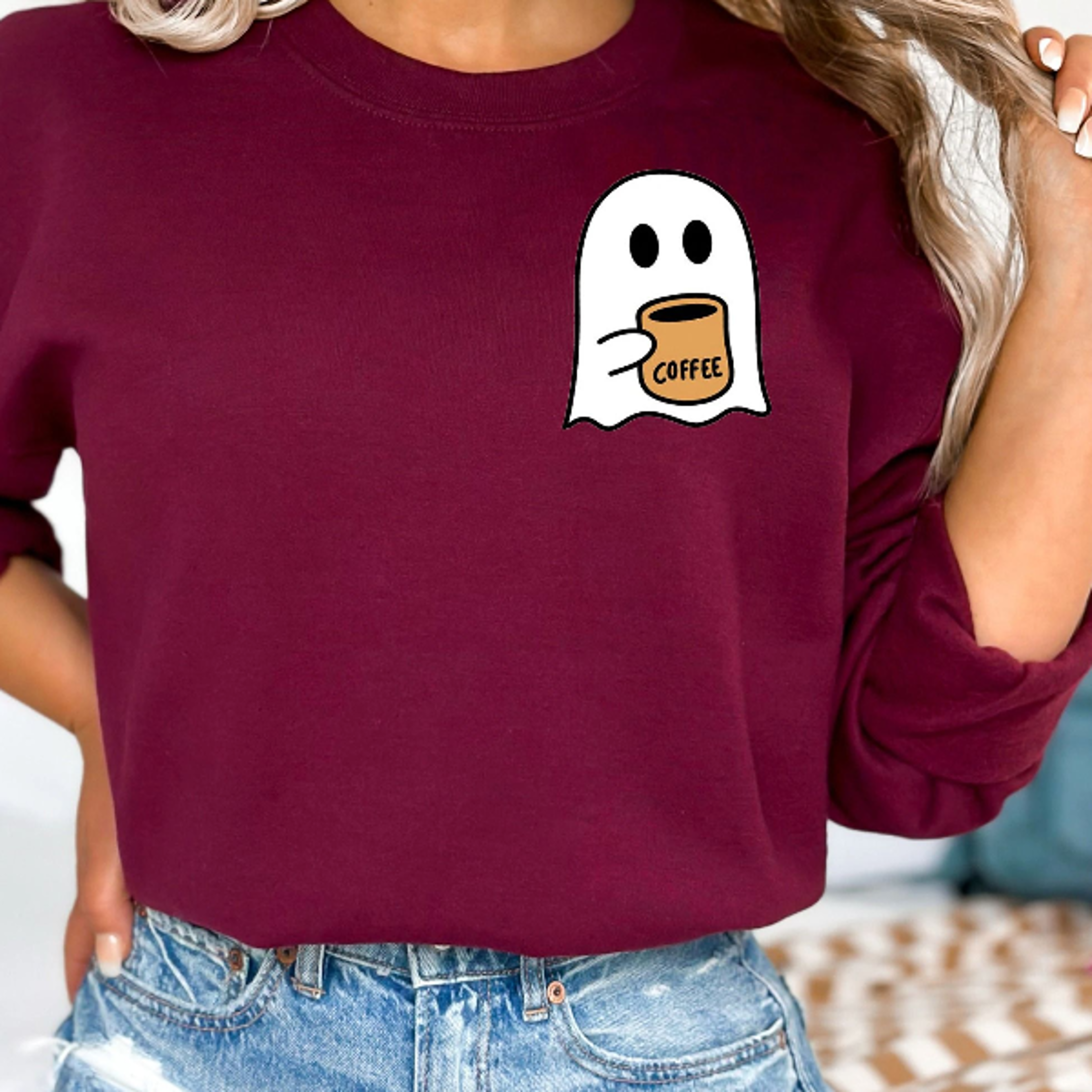 cute spooky coffee sweatshirt ghost fall coffee lover halloween crewneck