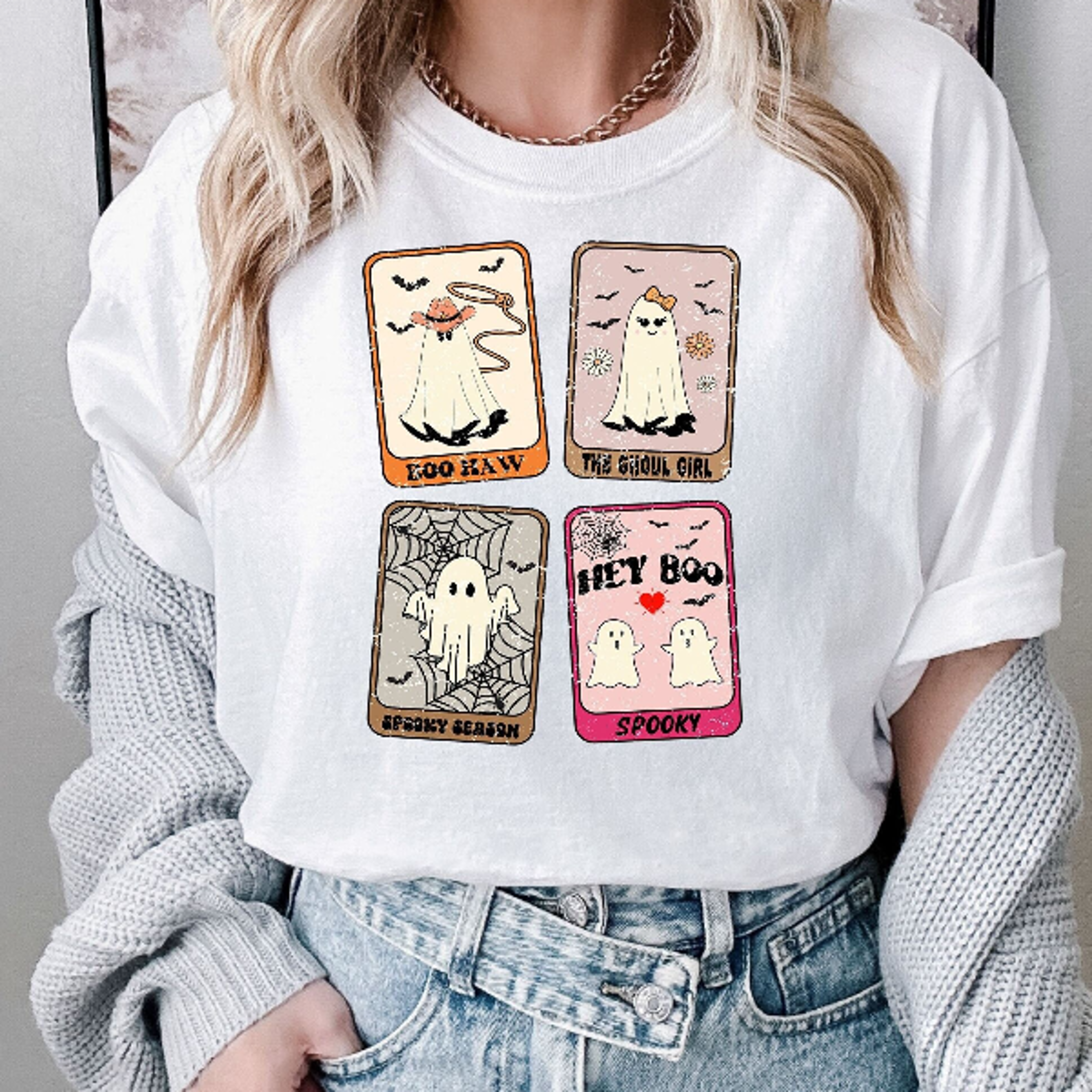retro ghost couple shirt western halloween spooky season tee