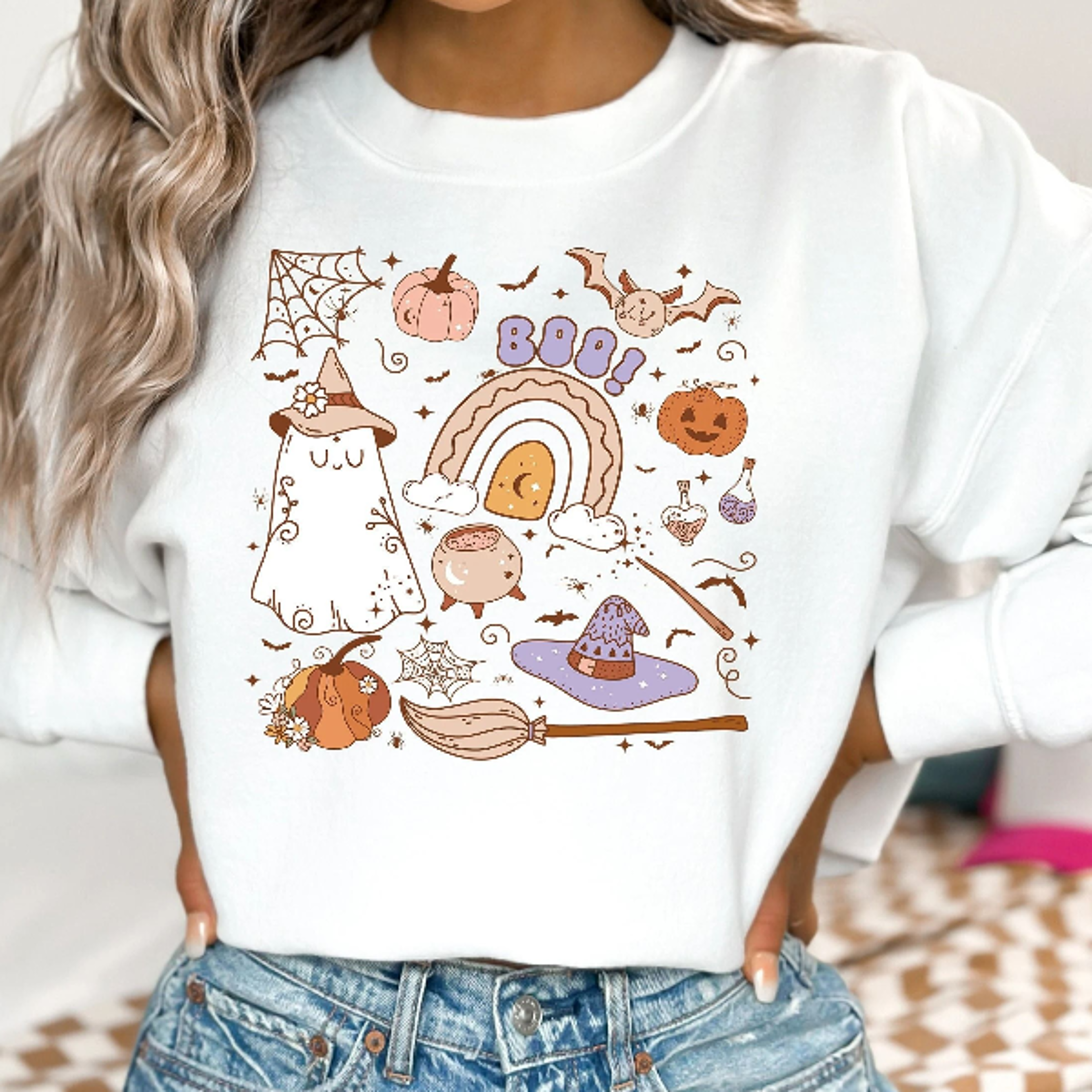 cute girls halloween shirt pink collage spooky tee