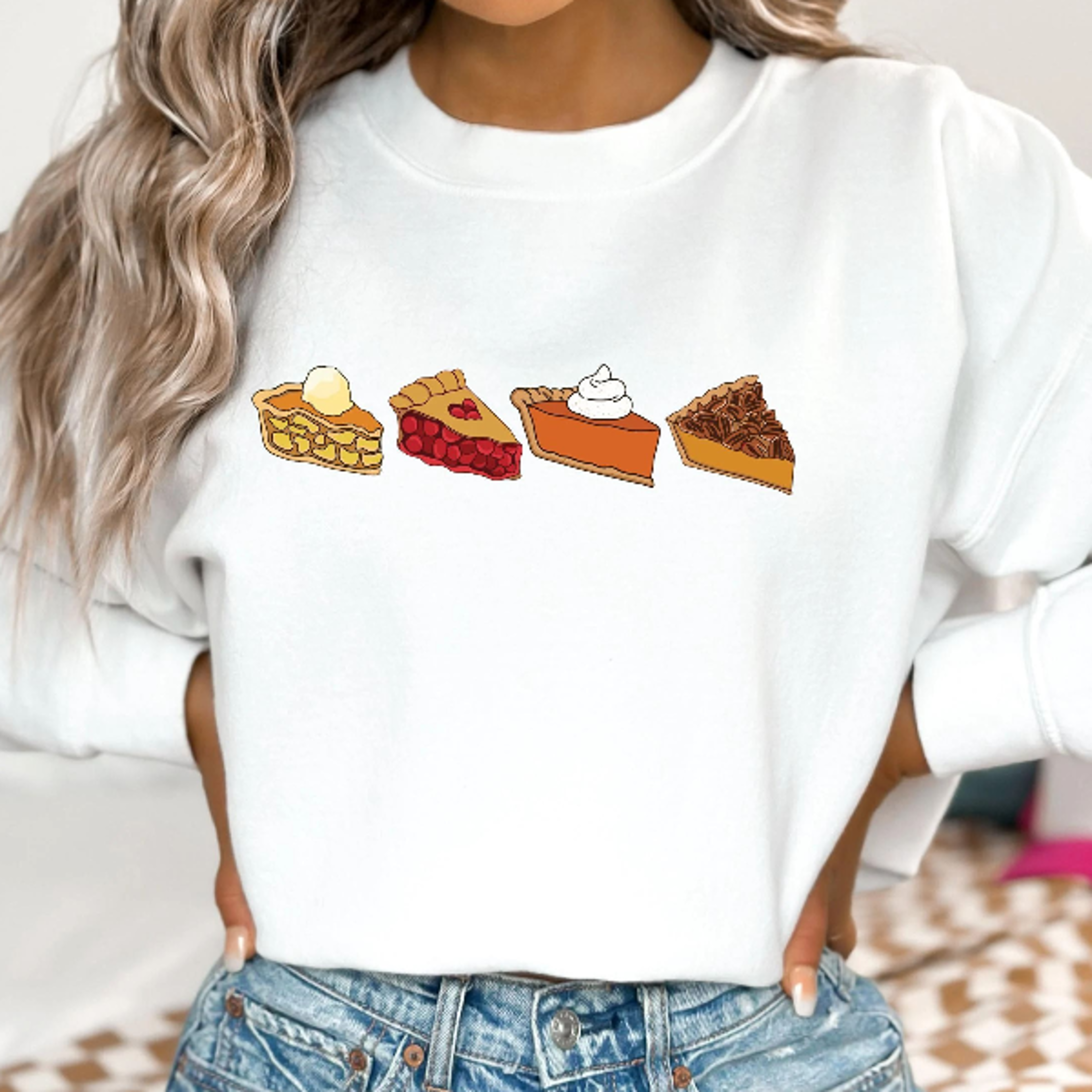 Thanksgiving Pie Sweatshirt Pumpkin Cherry Pecan Apple Pie Fall Crewneck 2