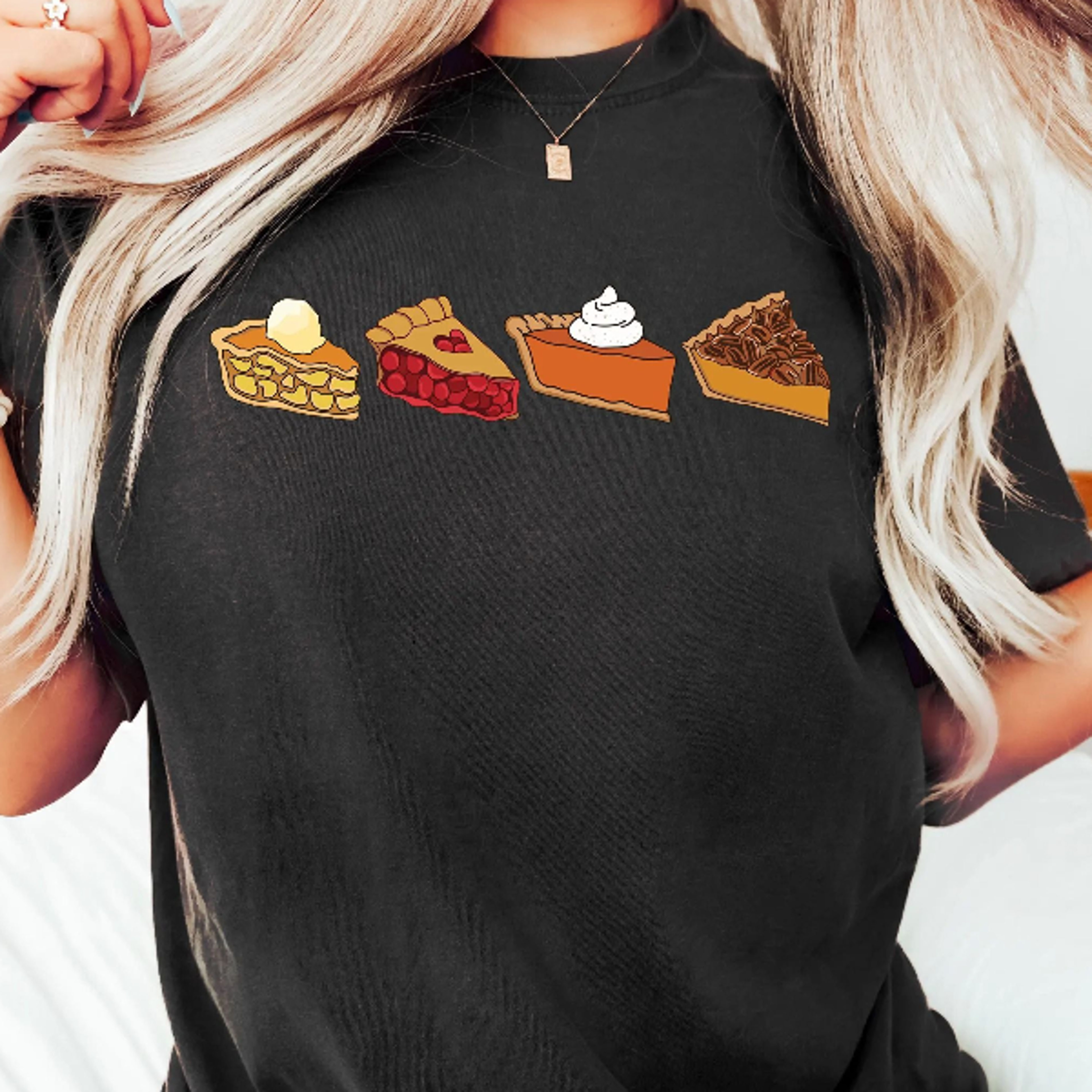 Thanksgiving Pie Sweatshirt Pumpkin Cherry Pecan Apple Pie Fall Crewneck 4