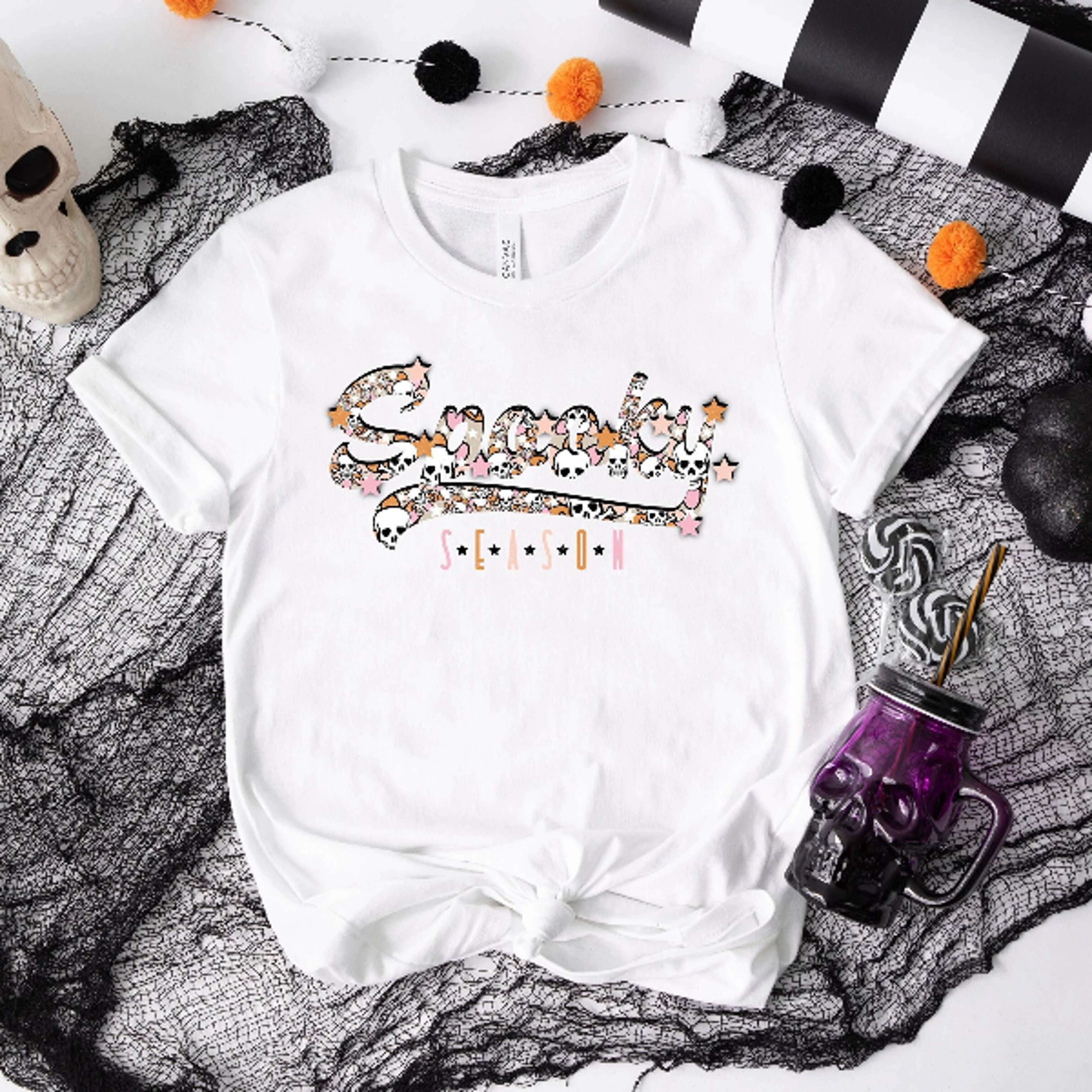 spooky season shirt retro vintage halloween cute vibes tee