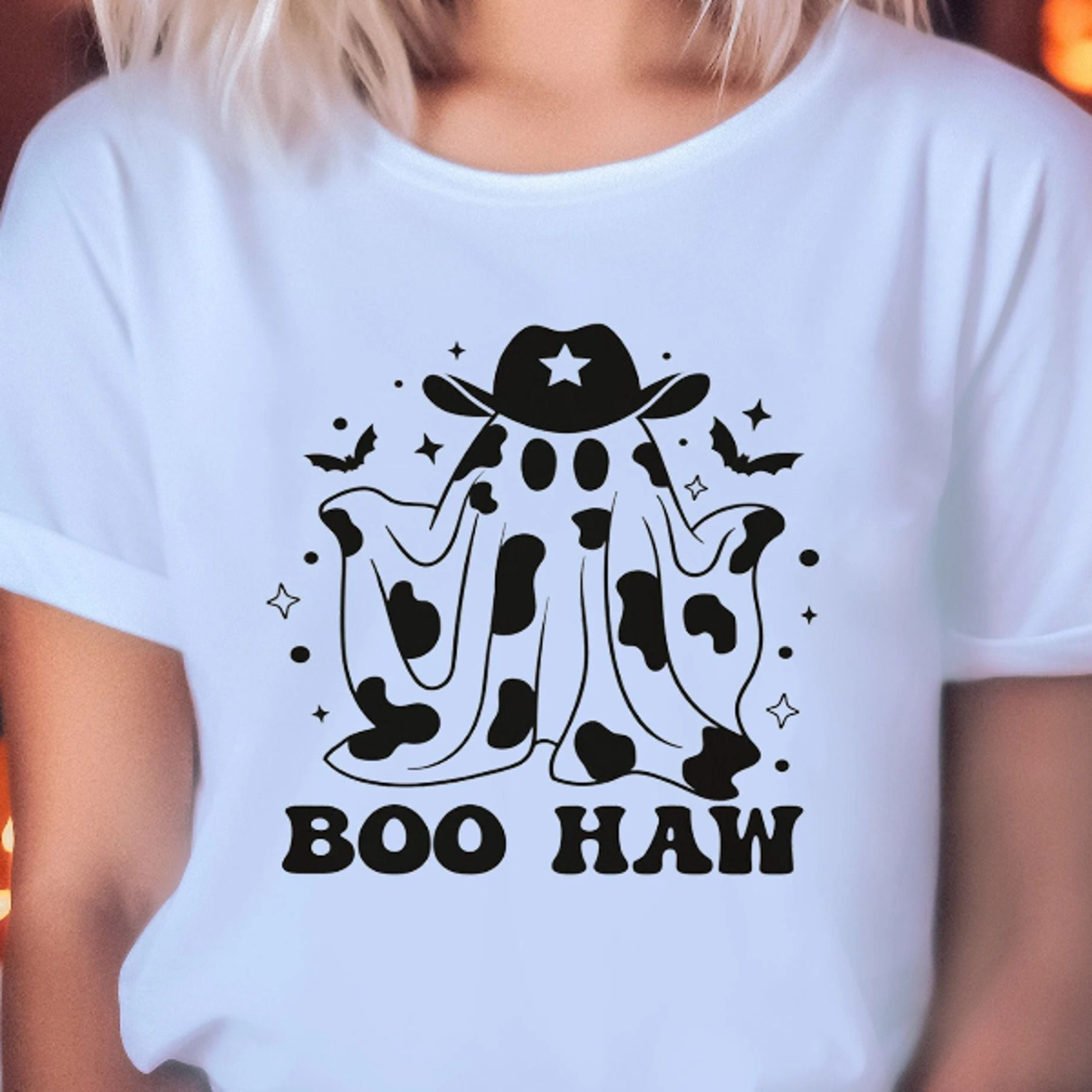 boo haw halloween shirt retro western cowgirl spooky tee