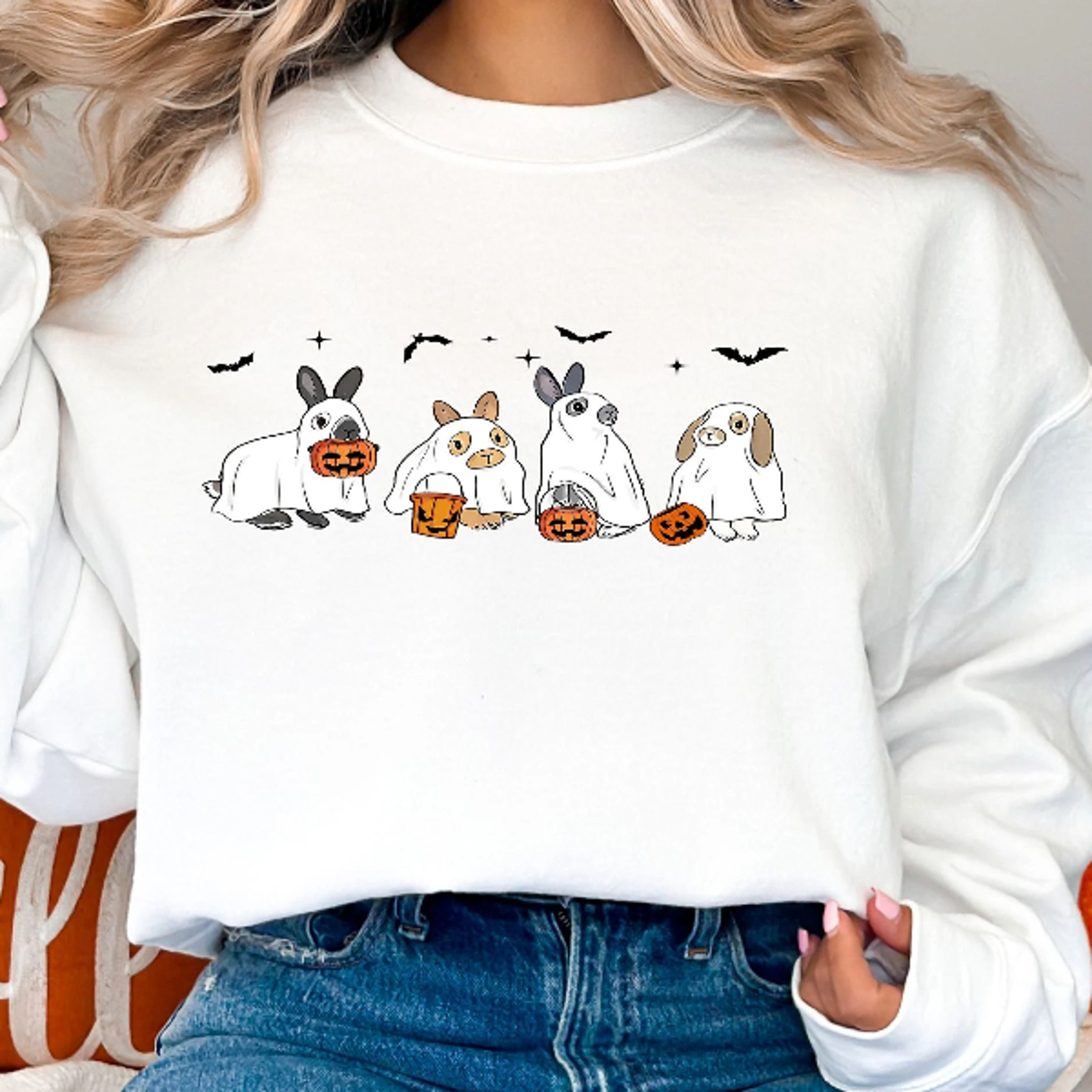 ghost bunny halloween sweatshirt cute spooky bunny lover crewneck