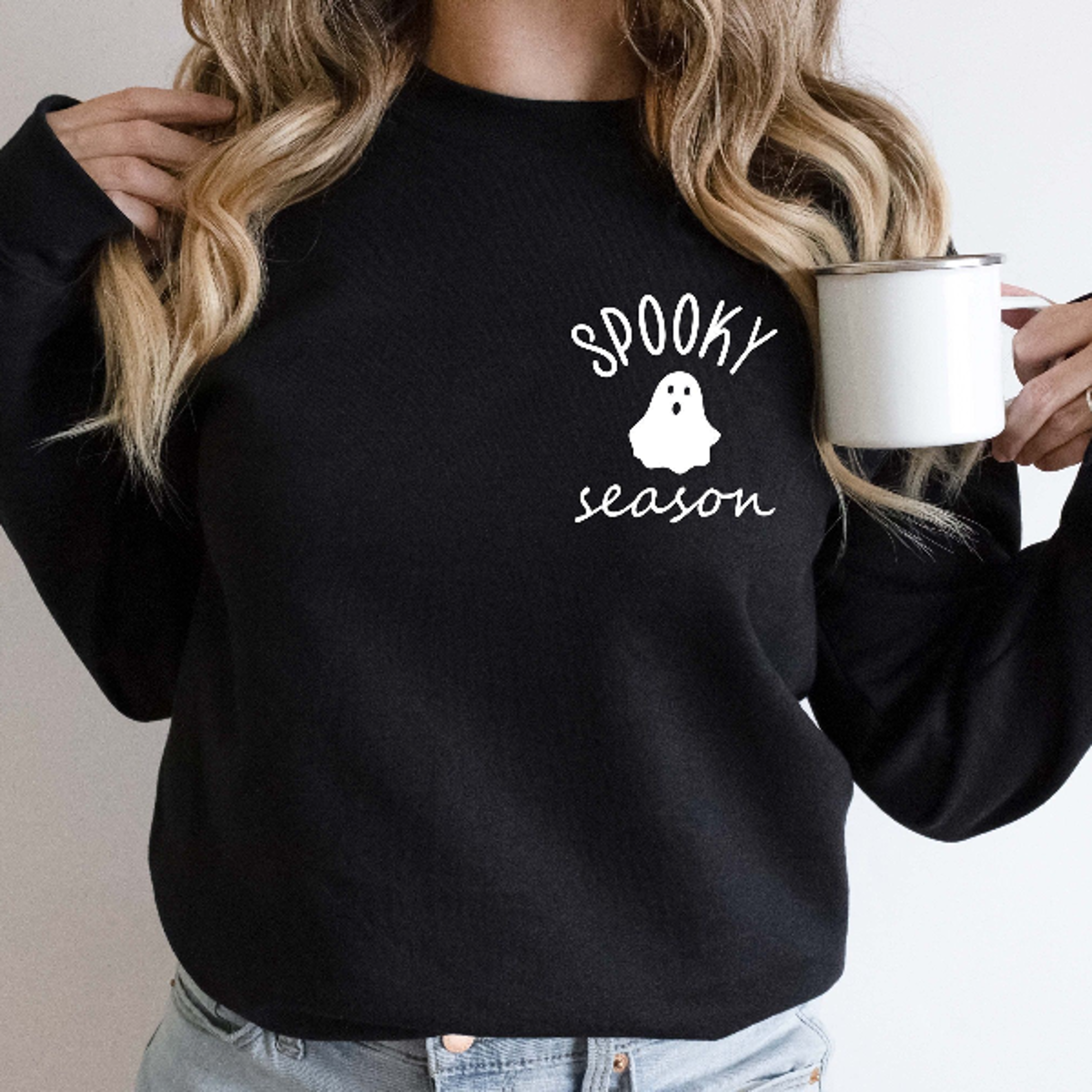 spooky season ghost hoodie halloween pocket pullover sweatshirt