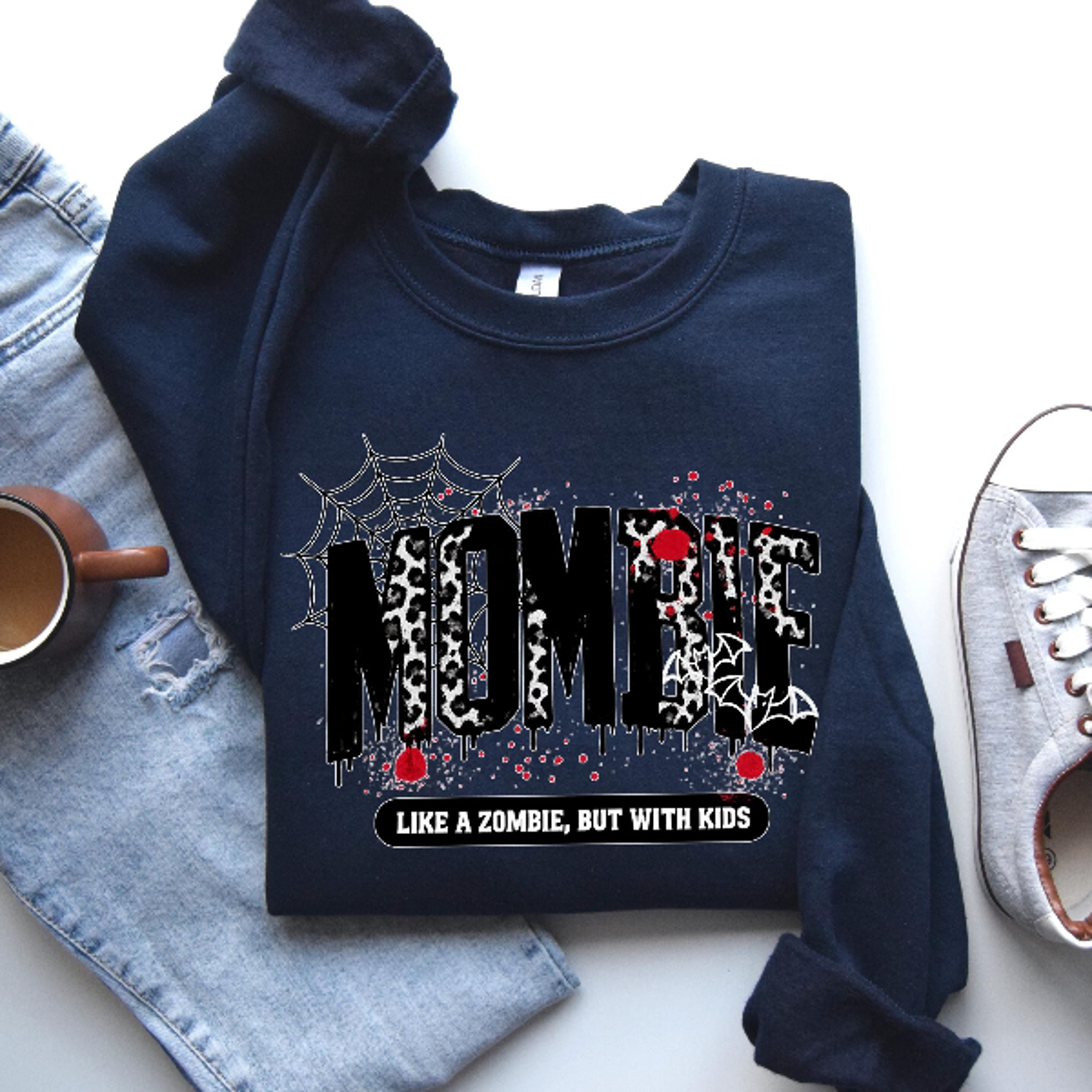 Mombie Sweatshirt Funny Mom Halloween Zombie Crewneck 0