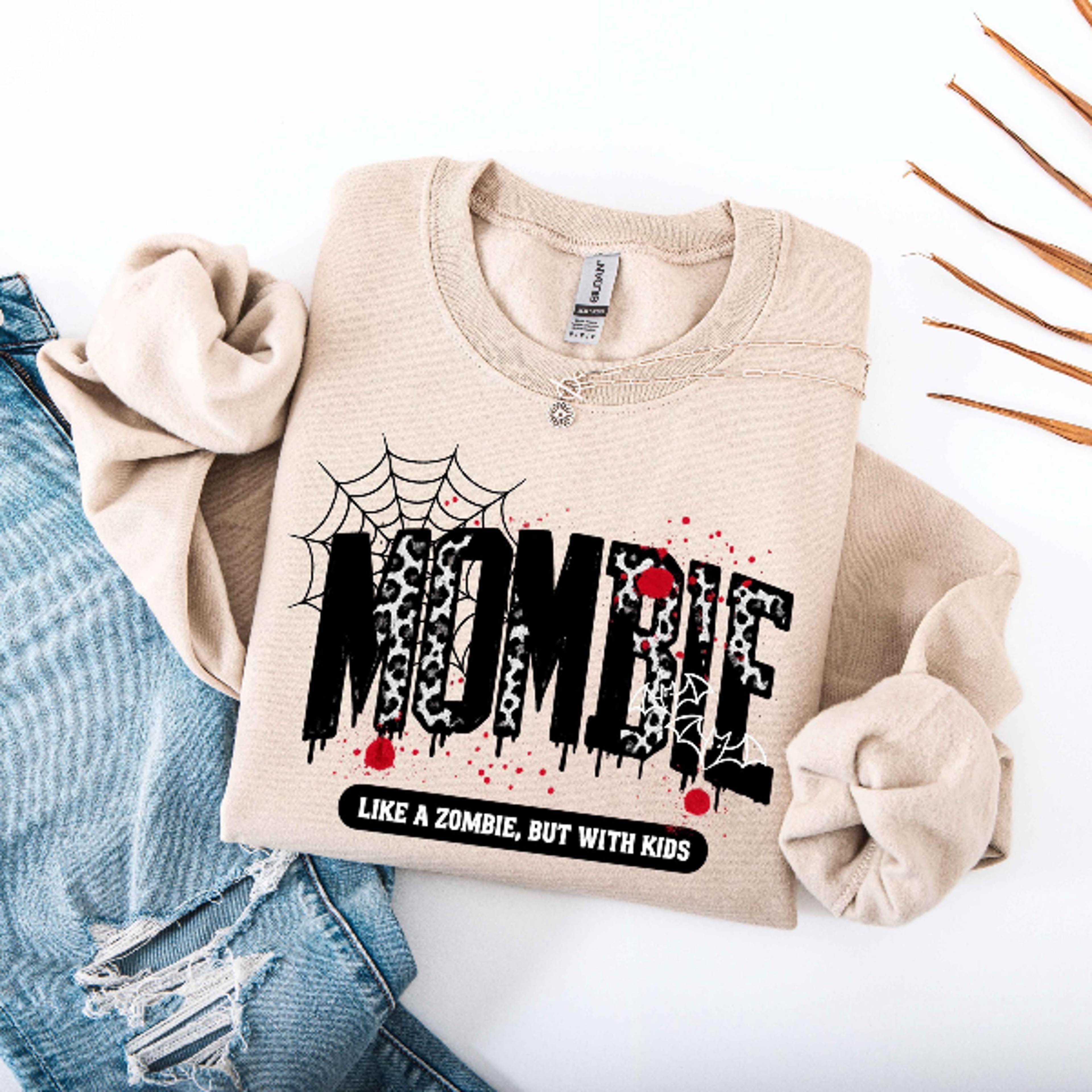 Mombie Sweatshirt Funny Mom Halloween Zombie Crewneck 1