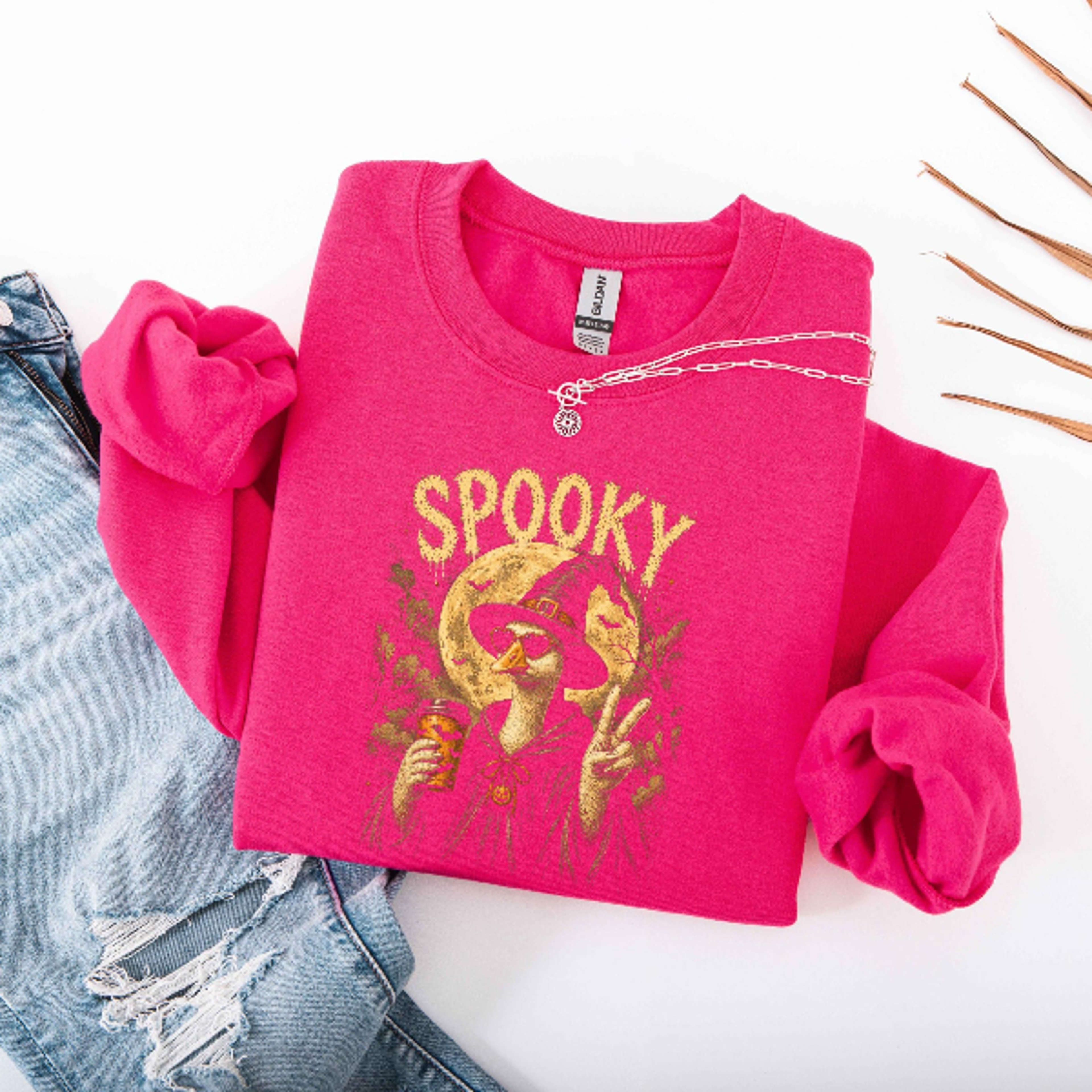 Halloween Goose Witch Sweatshirt Cute Spooky Pumpkin Goose Hoodie 1