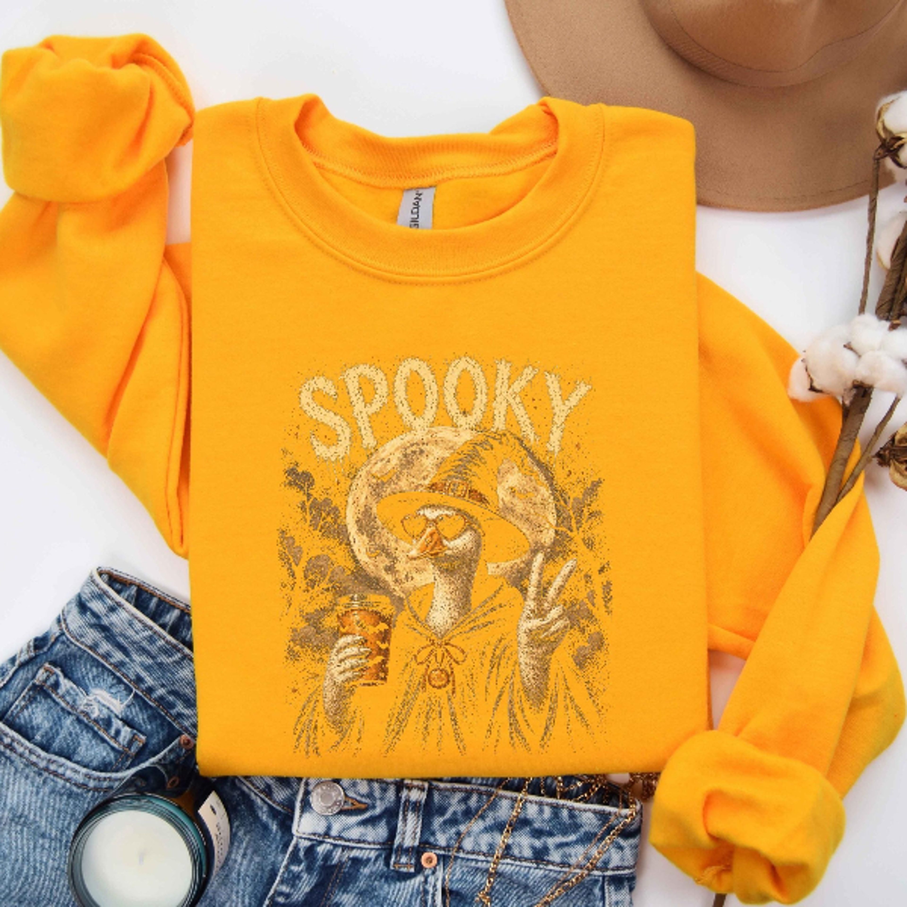 Halloween Goose Witch Sweatshirt Cute Spooky Pumpkin Goose Hoodie 4