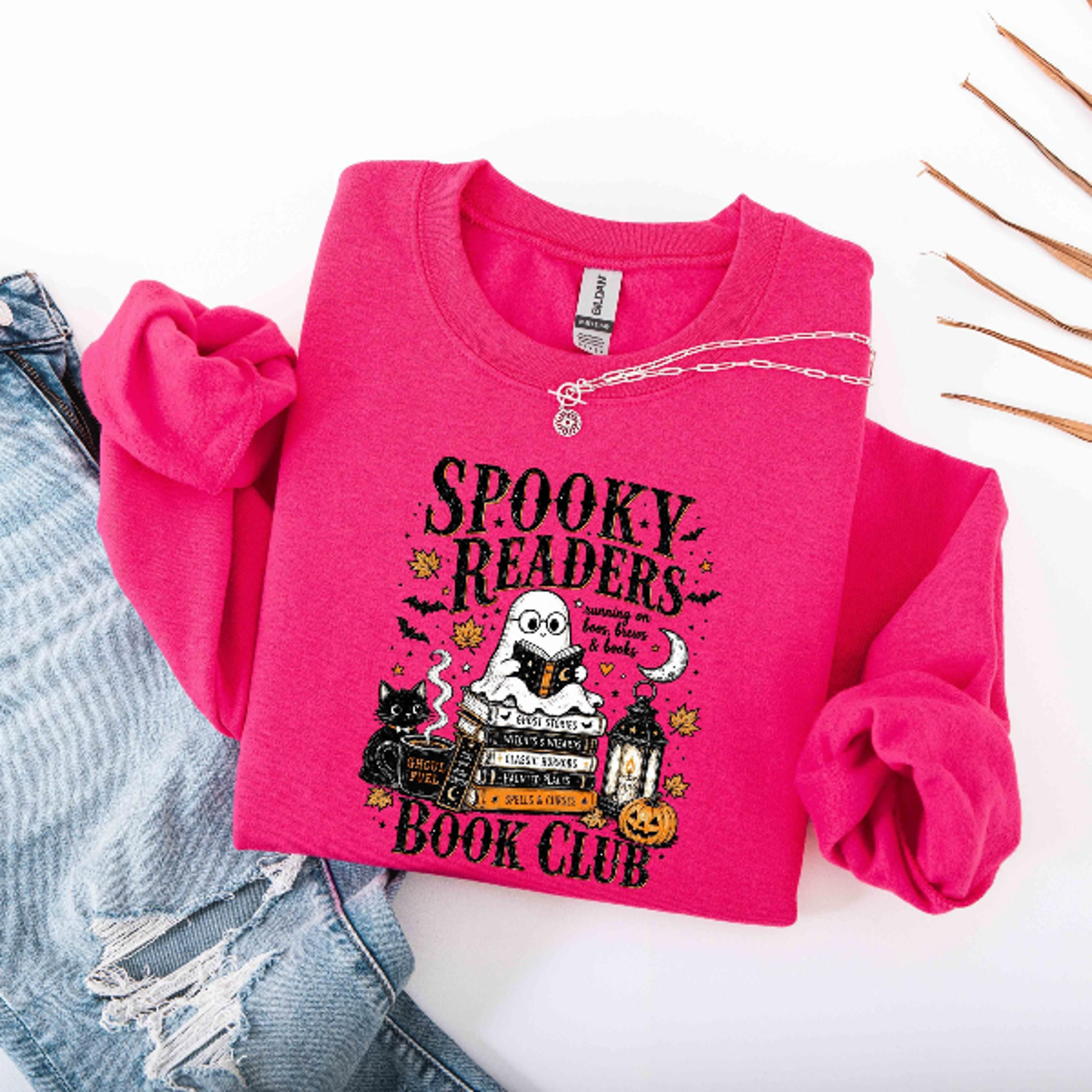 Spooky Readers Sweatshirt Cute Ghost Book Club Halloween Crewneck 1