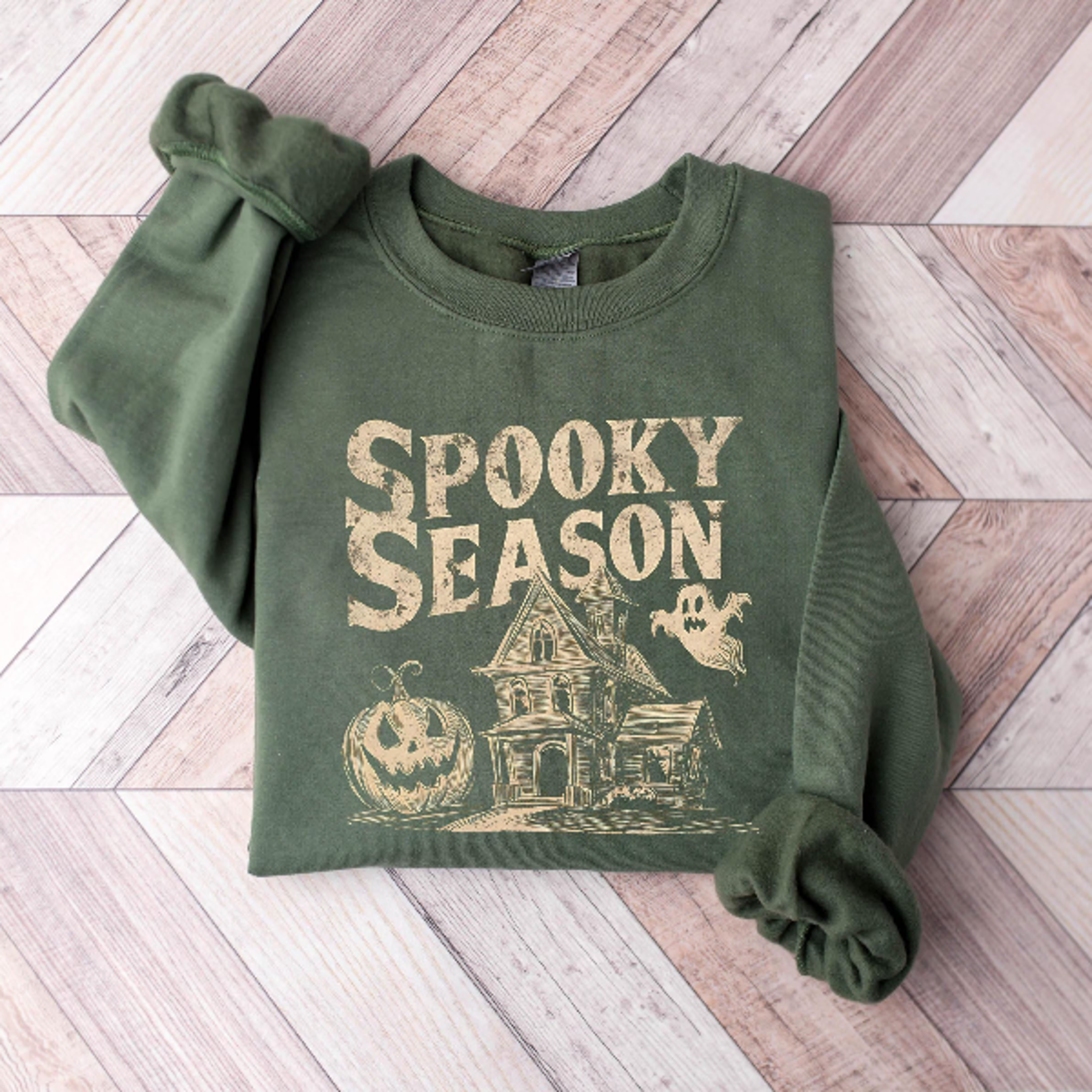 Spooky Season Haunted House Shirt Ghost Pumpkin Halloween Crewneck 3
