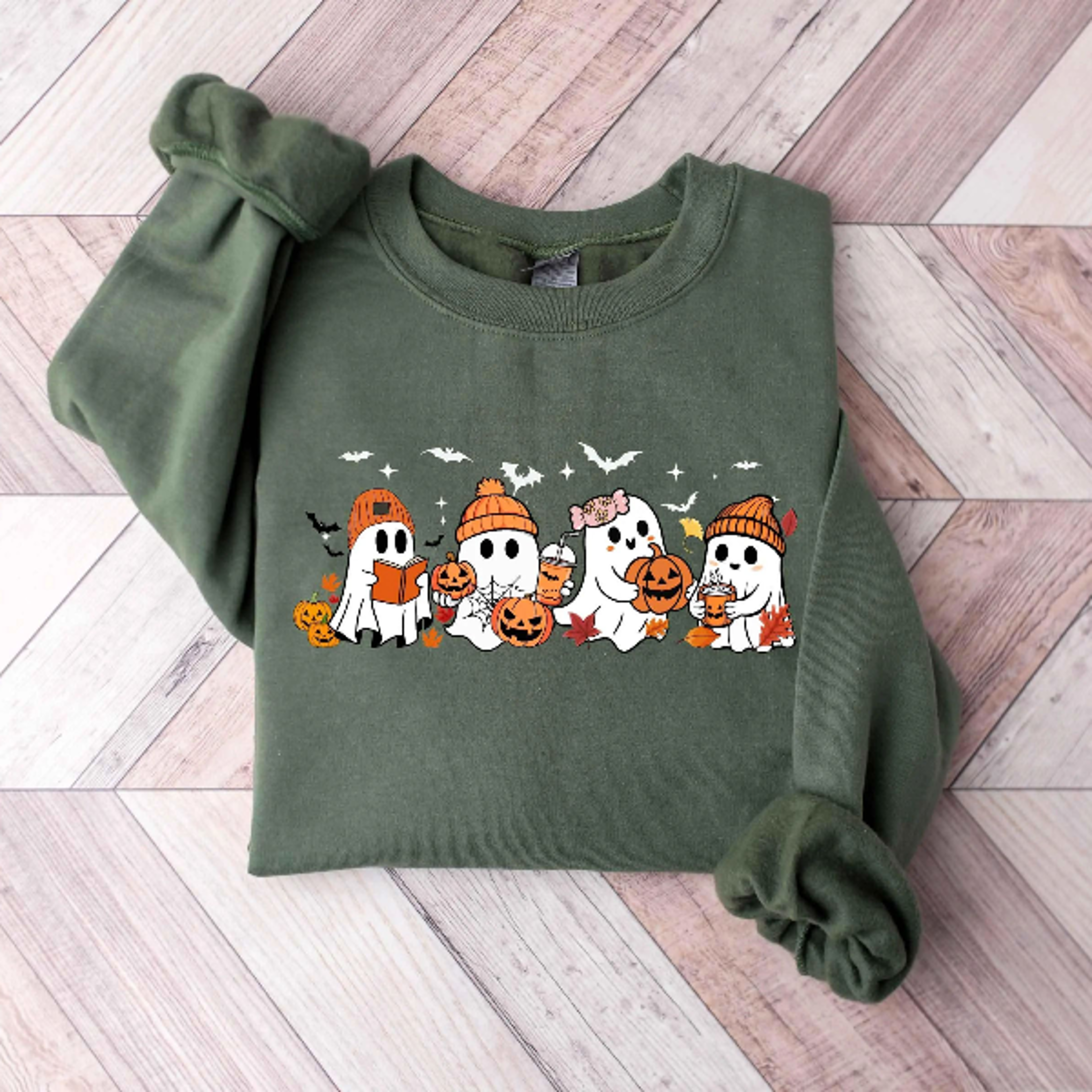 Ghost Sweatshirt Cute Fall Halloween Crewneck Spooky Season Hoodie 2