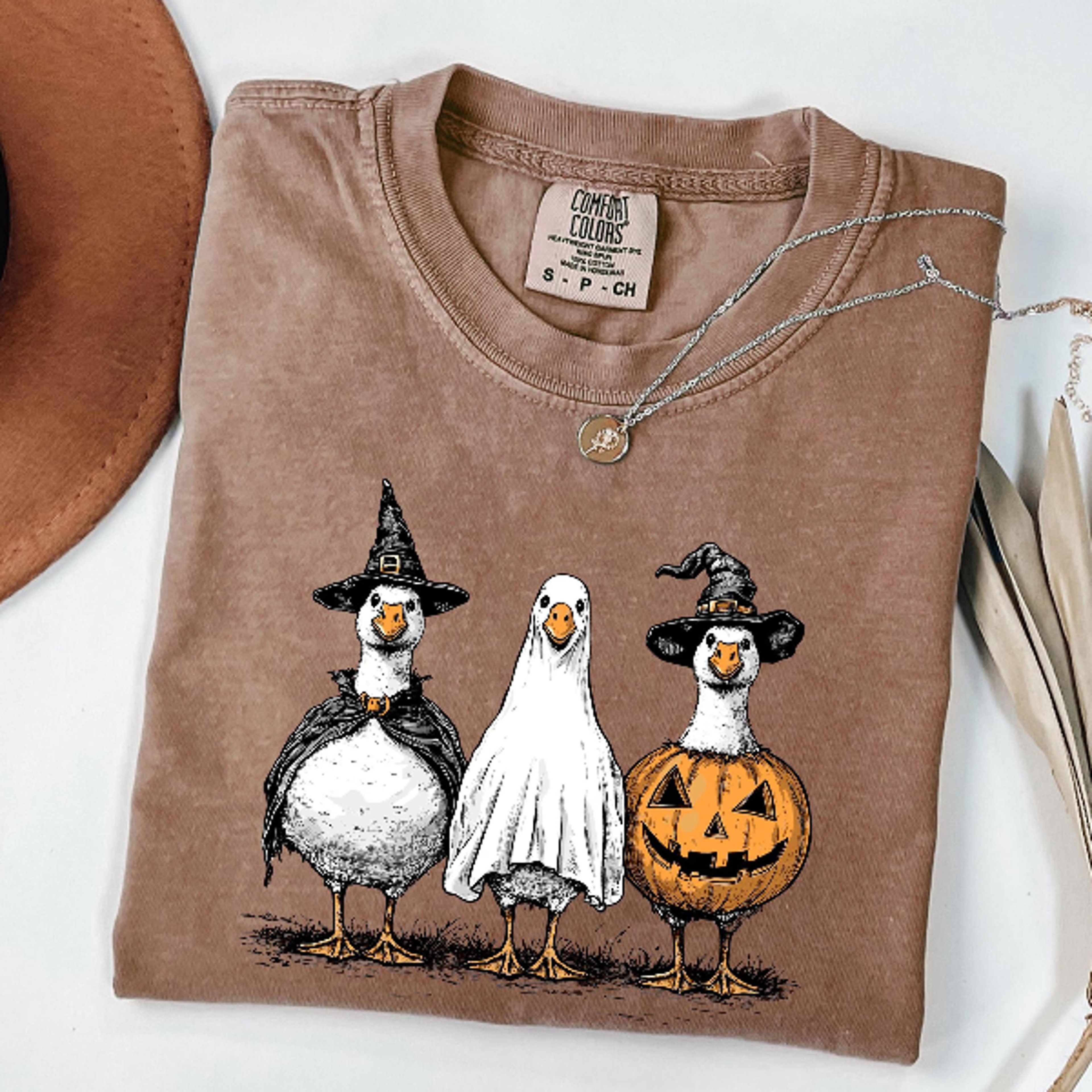 Funny Goose Bumps Halloween TShirt Retro Girly Spooky Goose Tee 3