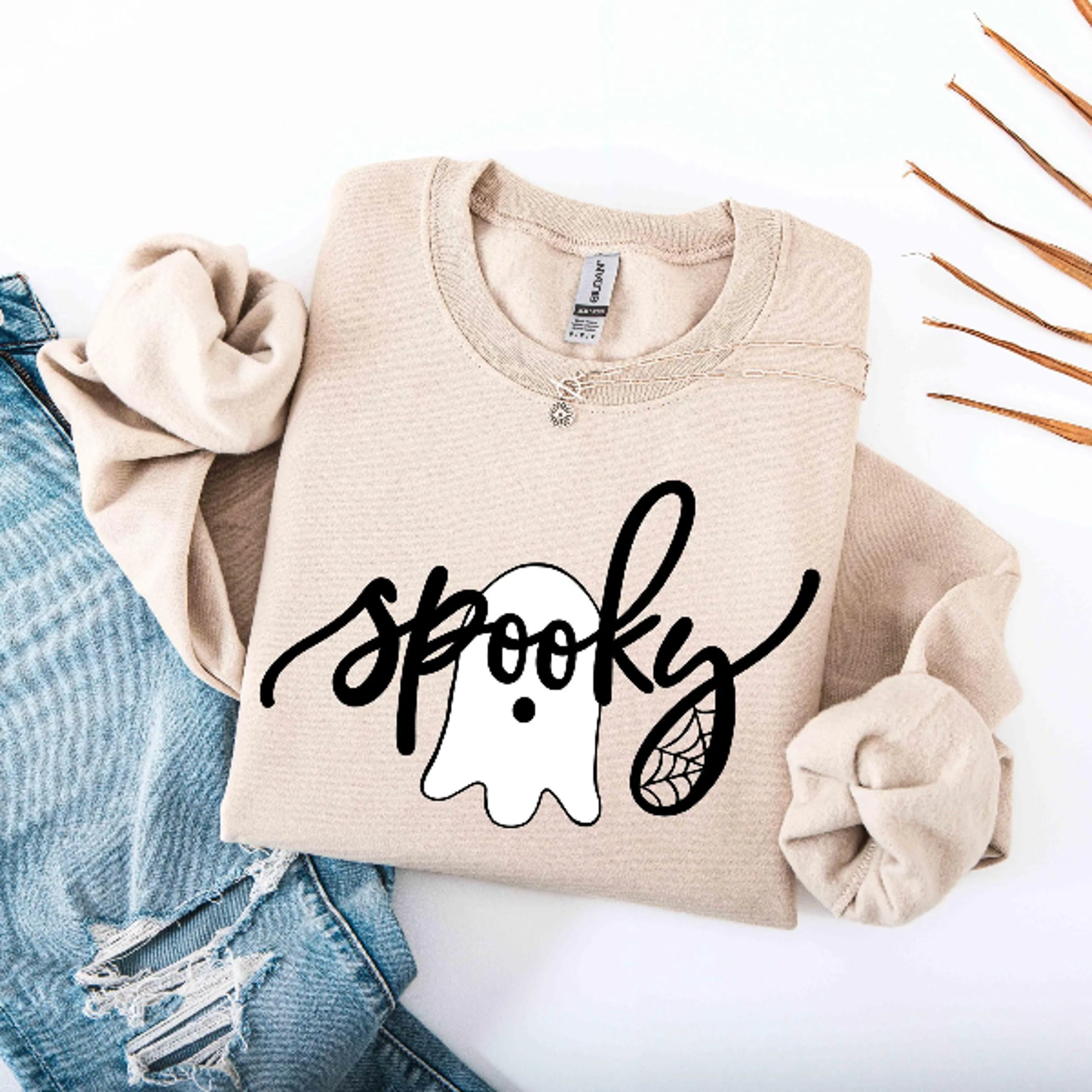 spooky season ghost sweatshirt vintage funny halloween crewneck tee