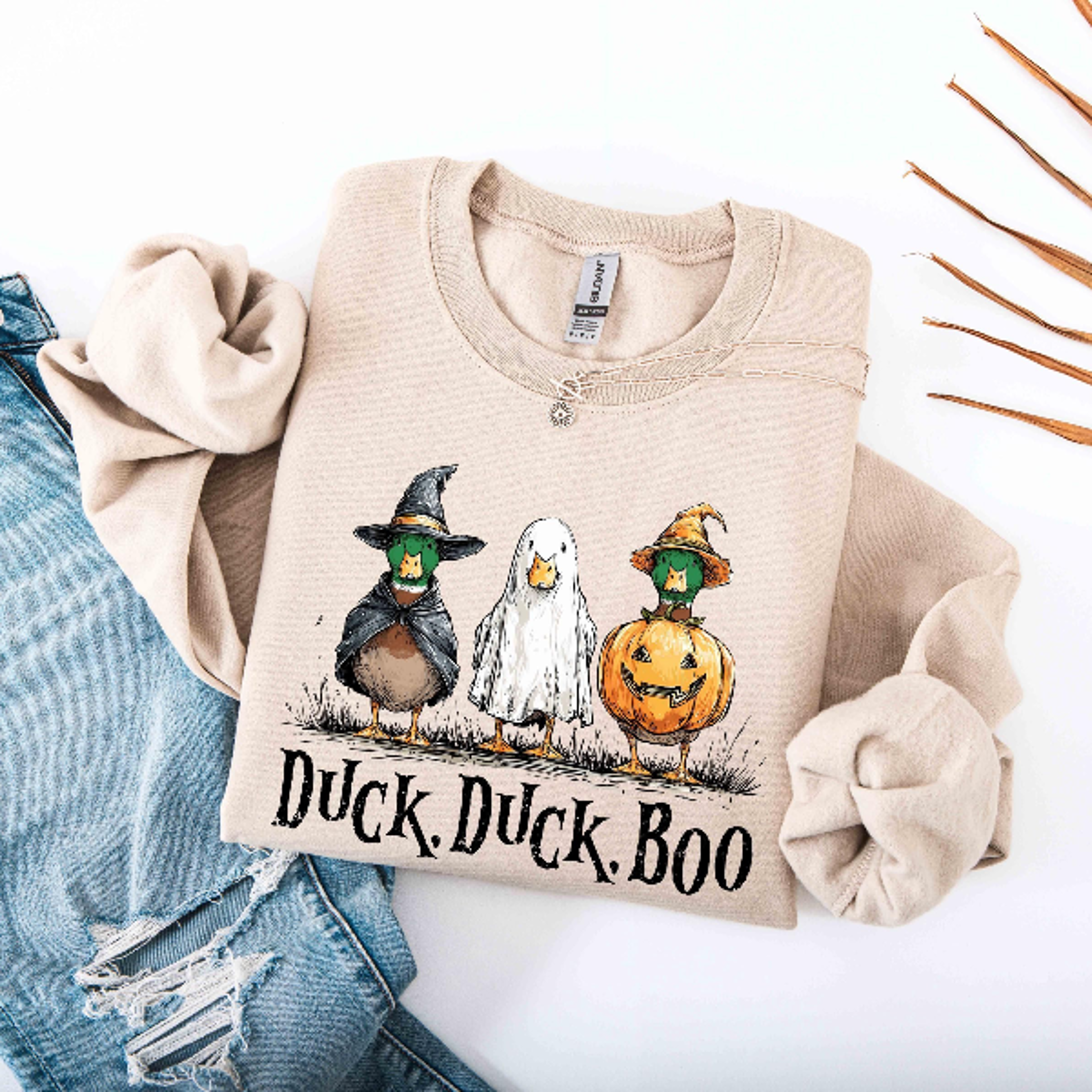 Duck Duck Boo Sweatshirt Funny Spooky Goose Halloween Crewneck 1