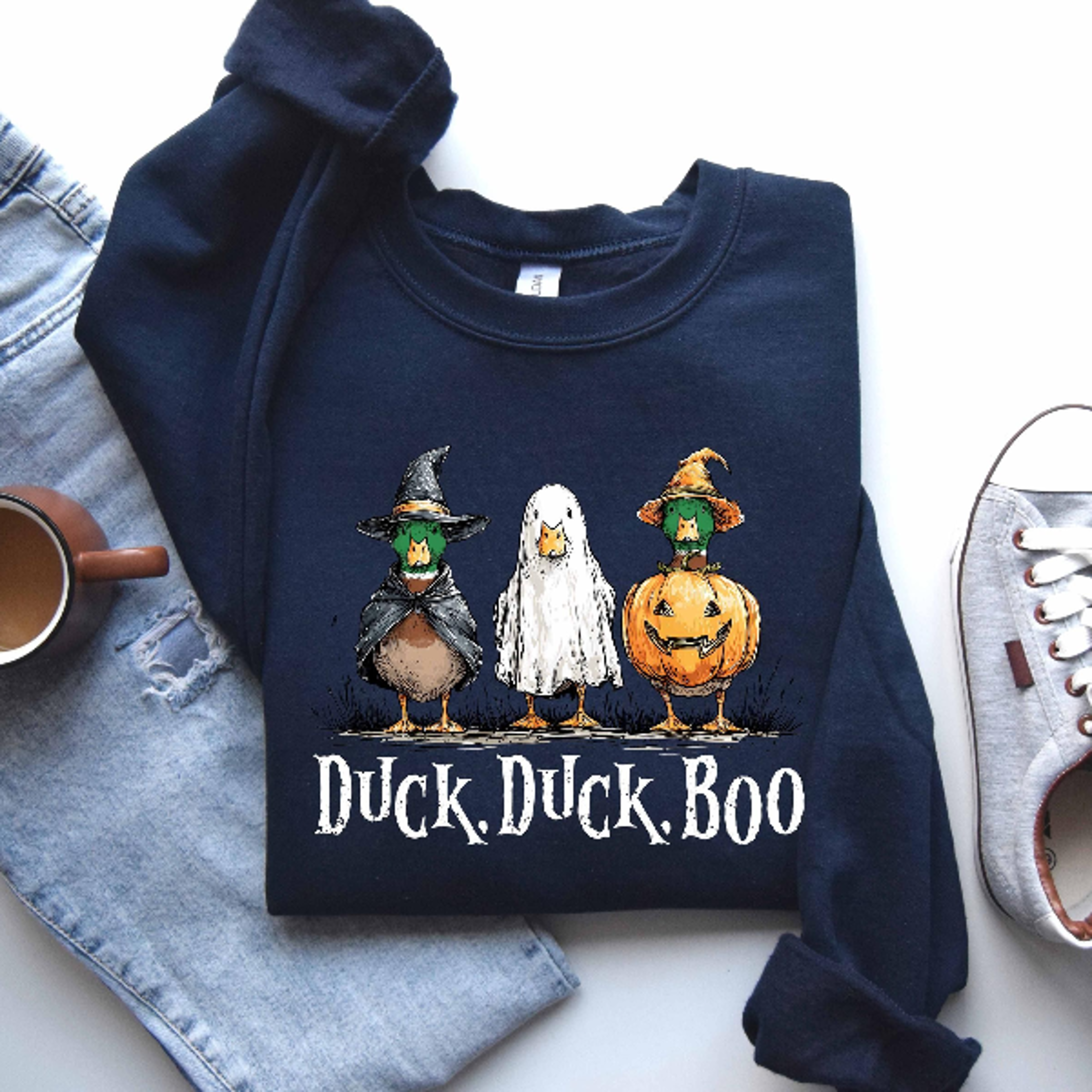 Duck Duck Boo Sweatshirt Funny Spooky Goose Halloween Crewneck 5