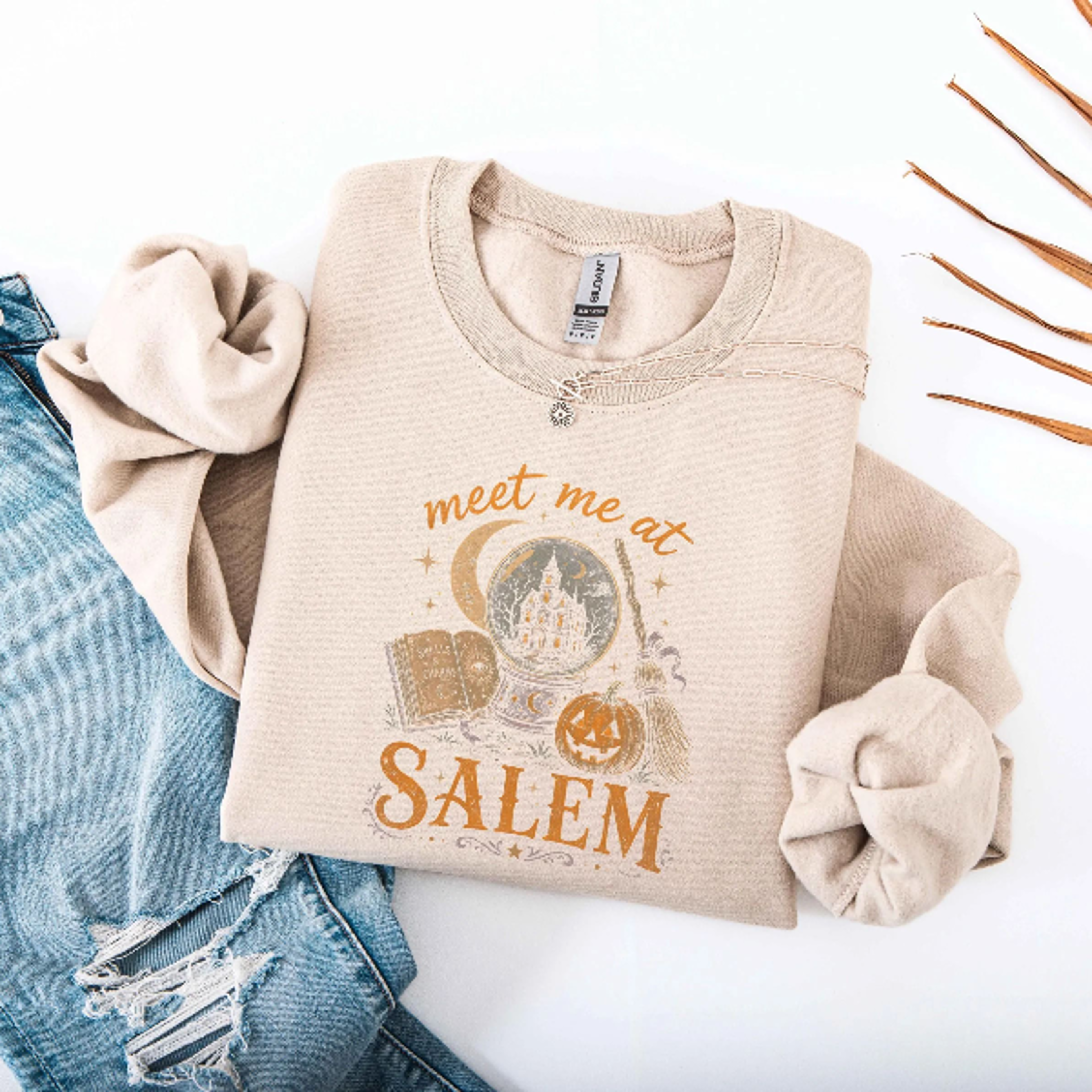 meet me at salem sweatshirt vintage witchy halloween graphic hoodie