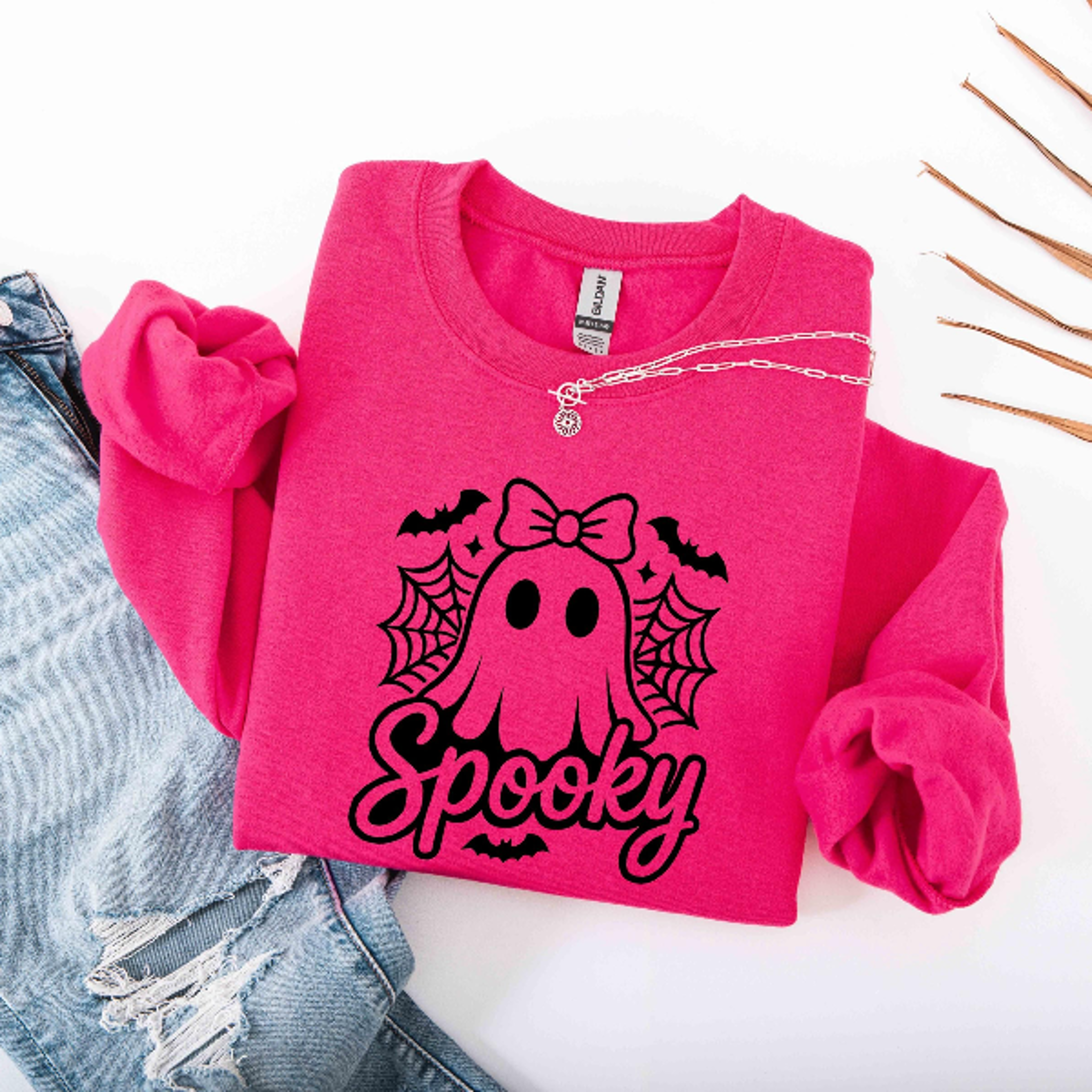 Cute Halloween Ghost Sweatshirt Coquette Pumpkin Boho Spooky Hoodie 1