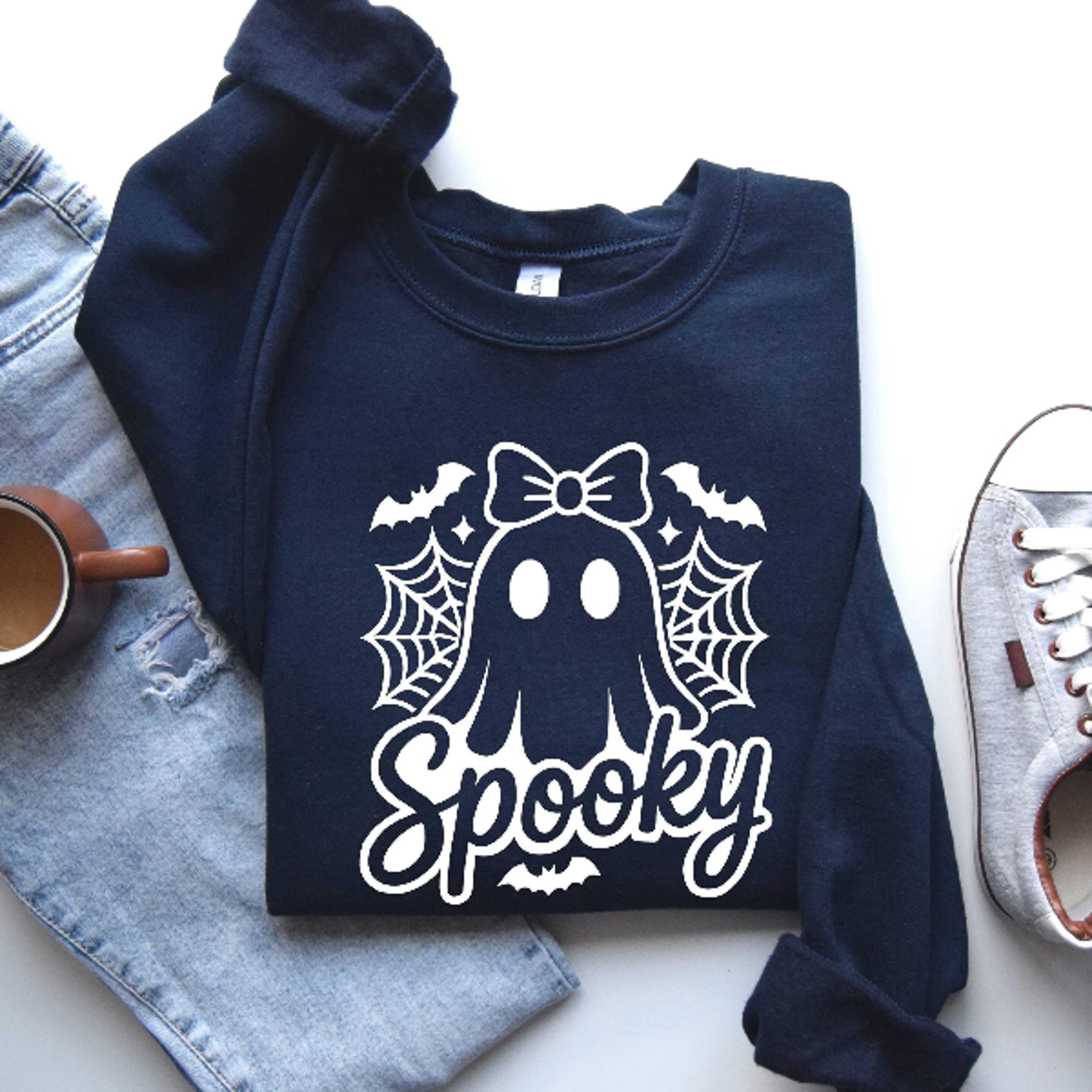 Cute Halloween Ghost Sweatshirt Coquette Pumpkin Boho Spooky Hoodie 5