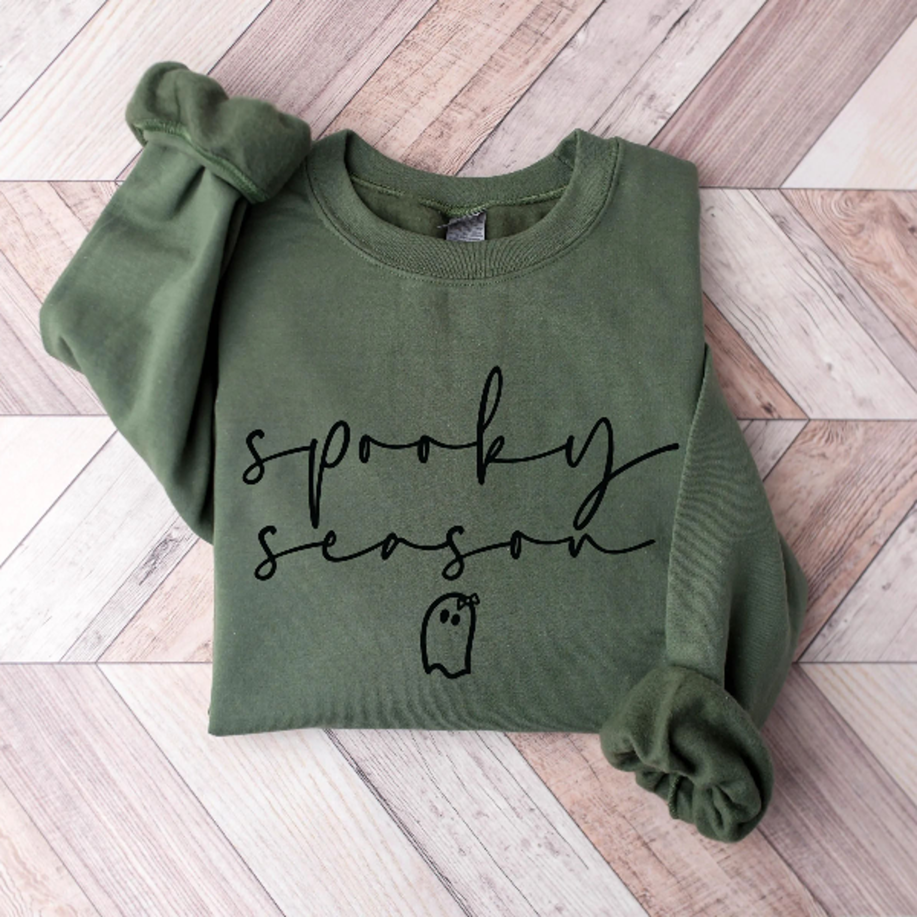 Spooky Season Ghost Sweatshirt Cute Halloween Favorite Crewneck 0