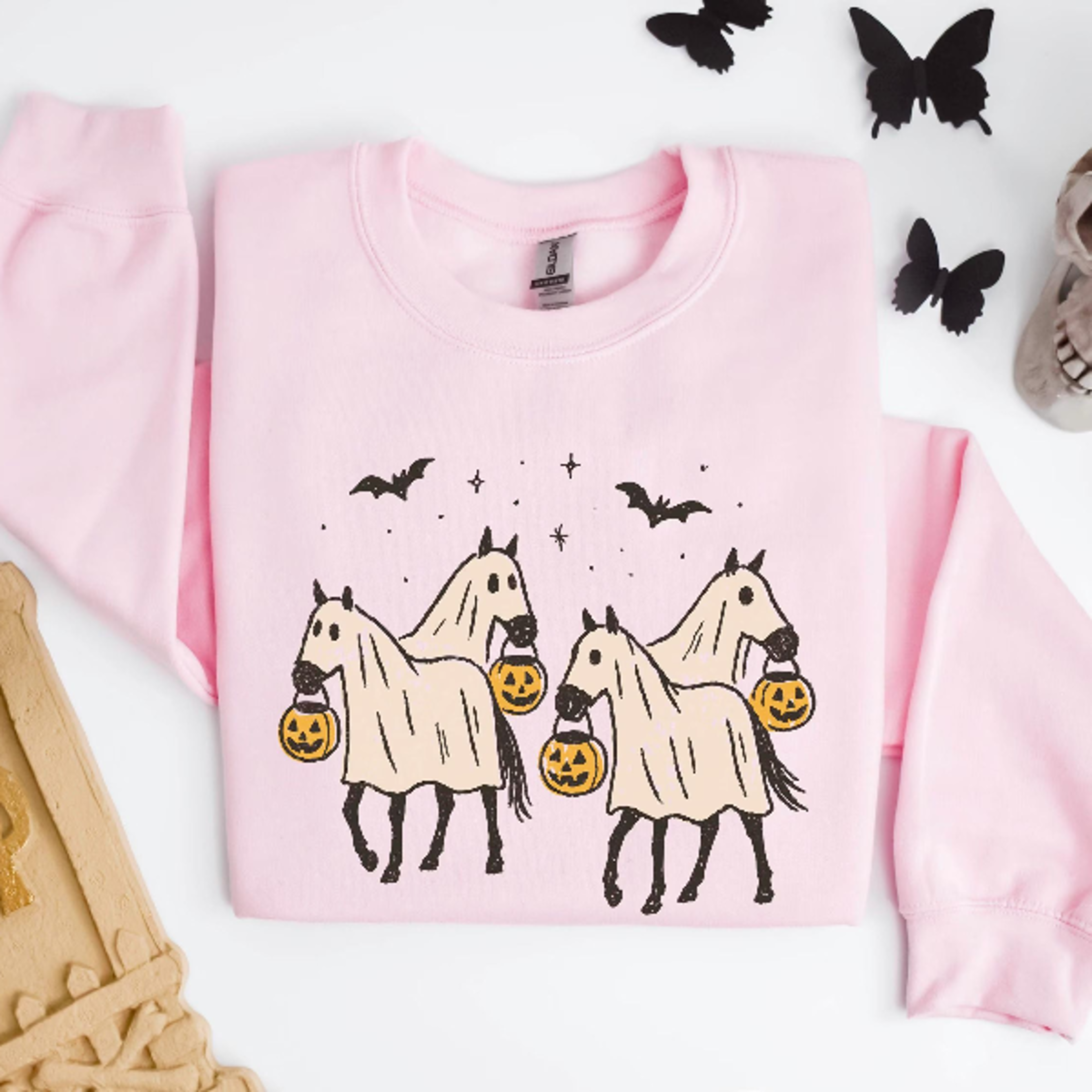 Halloween Horse Ghost Sweatshirt Western Cowboy Spooky Crewneck 0
