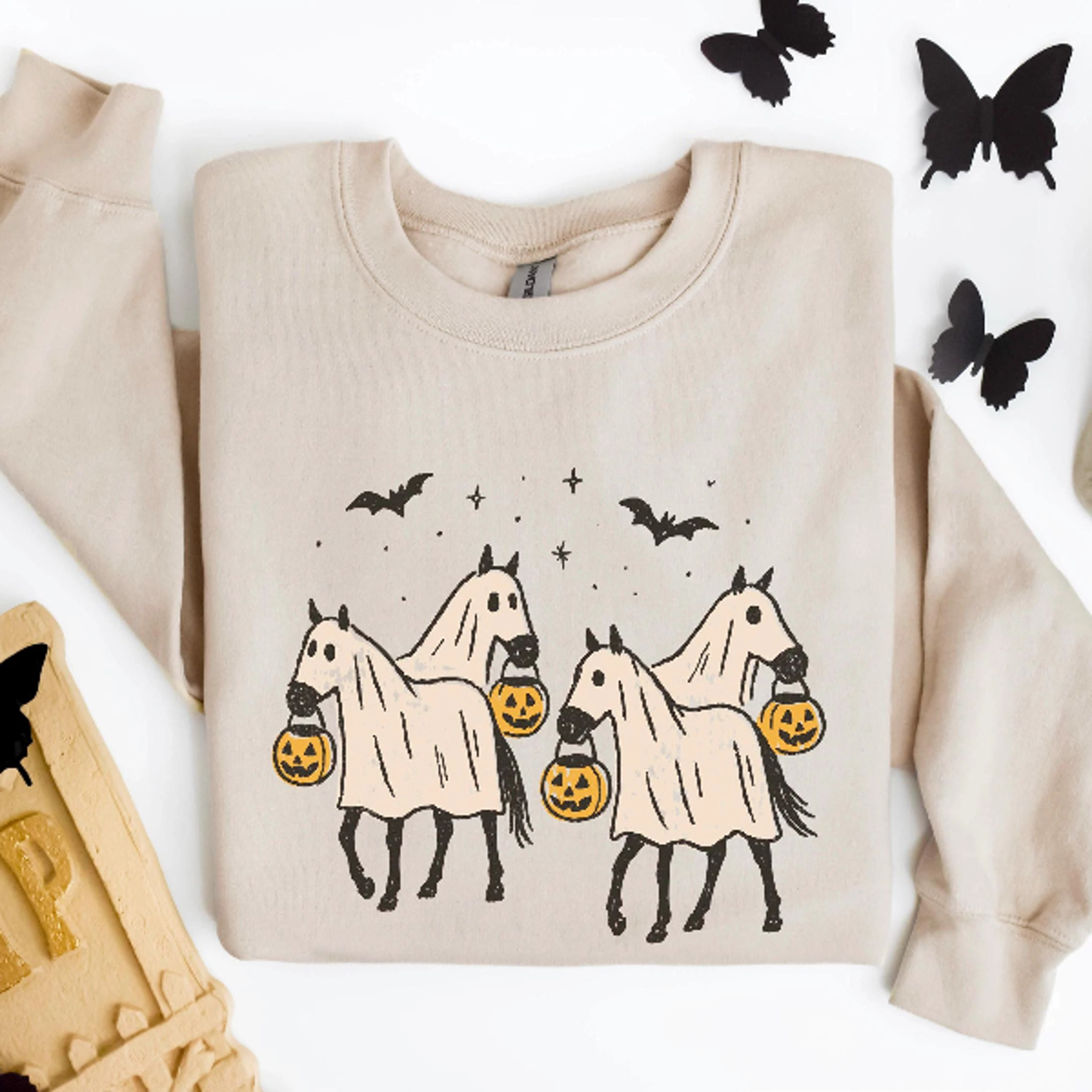 Halloween Horse Ghost Sweatshirt Western Cowboy Spooky Crewneck 4