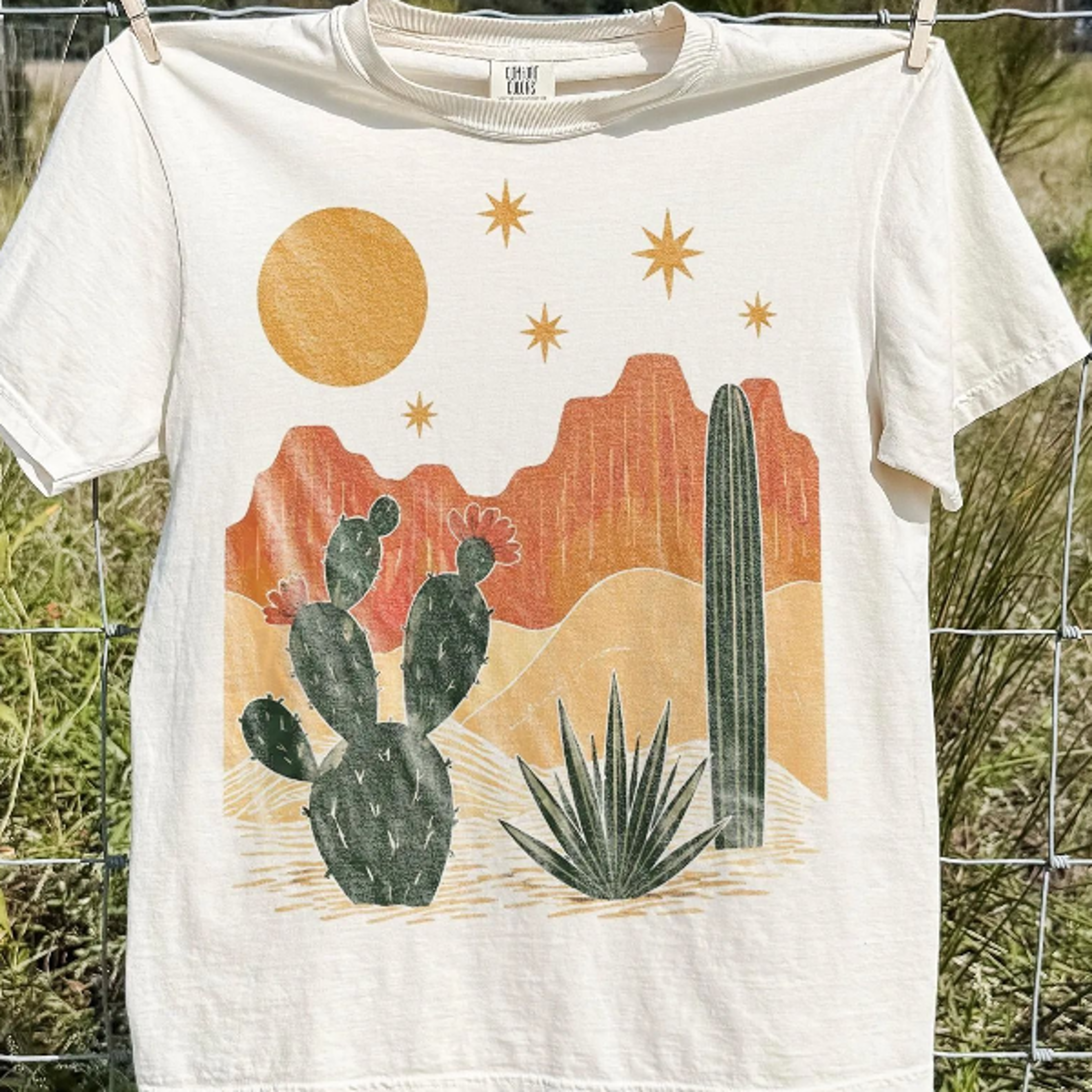 Southwest Desert Cactus Sunset Graphic Tee Rustic Western Landscape Shirt Arizona Nature 1