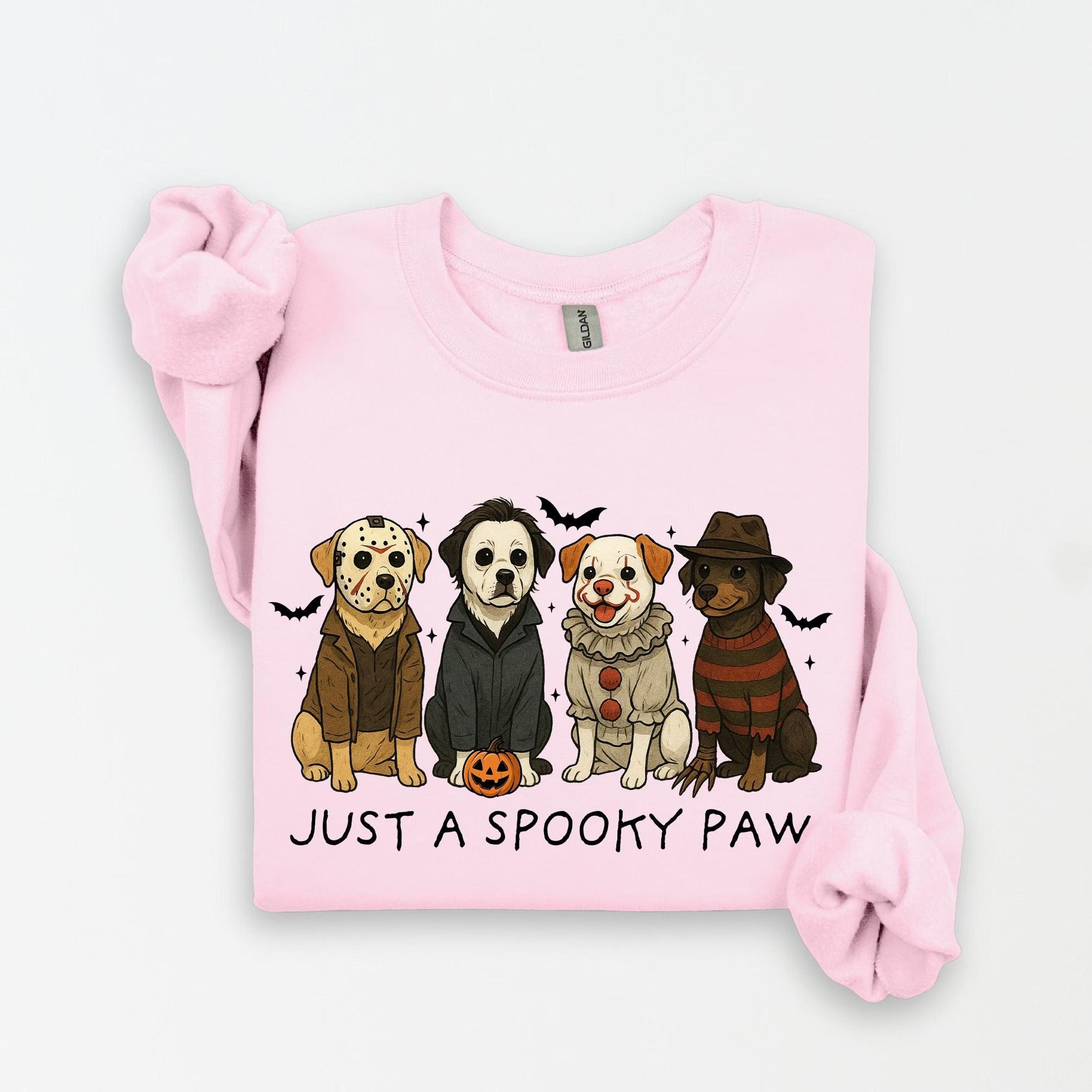 Just A Spooky Paw Sweatshirt Funny Halloween Dog Lover Crewneck 1