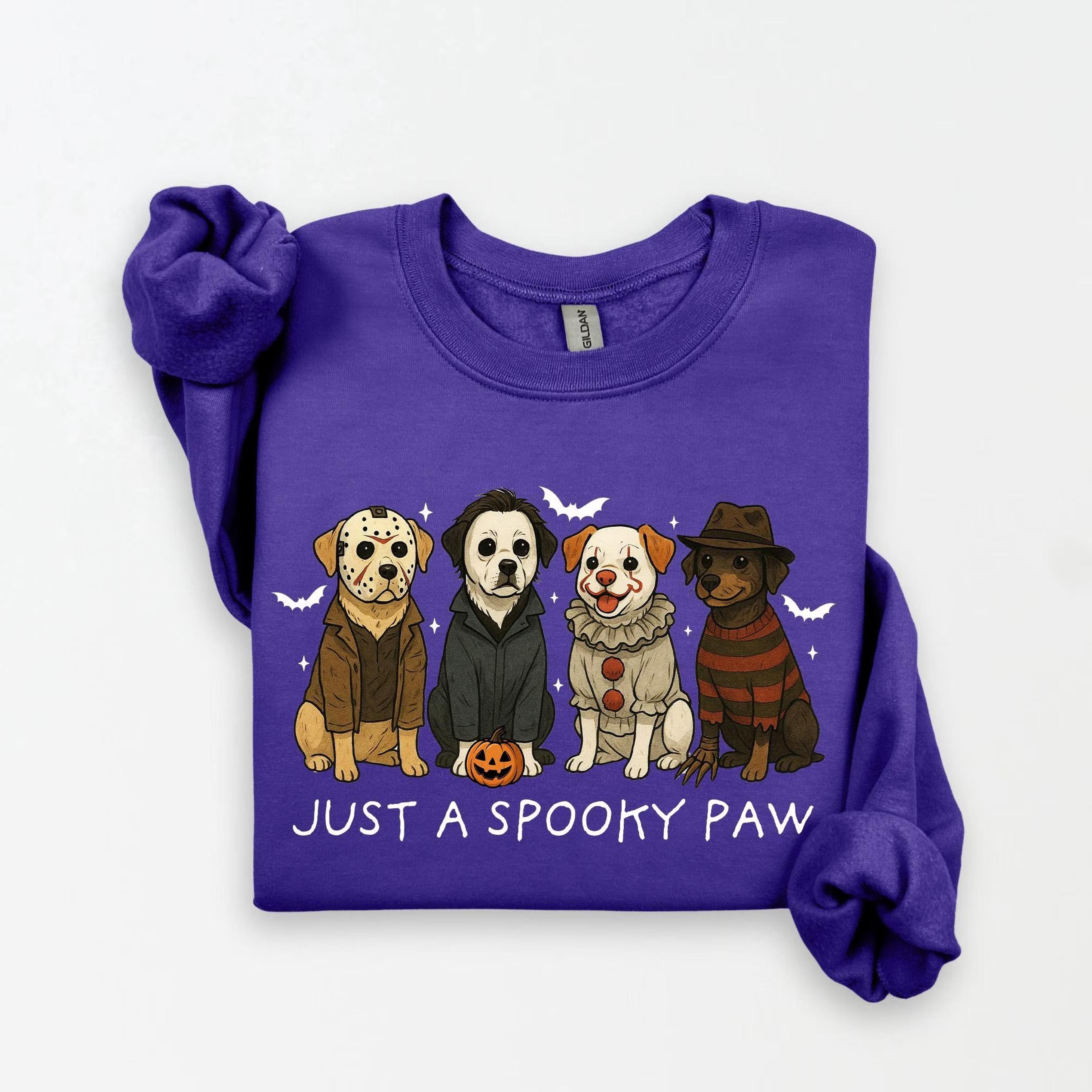 Just A Spooky Paw Sweatshirt Funny Halloween Dog Lover Crewneck 2