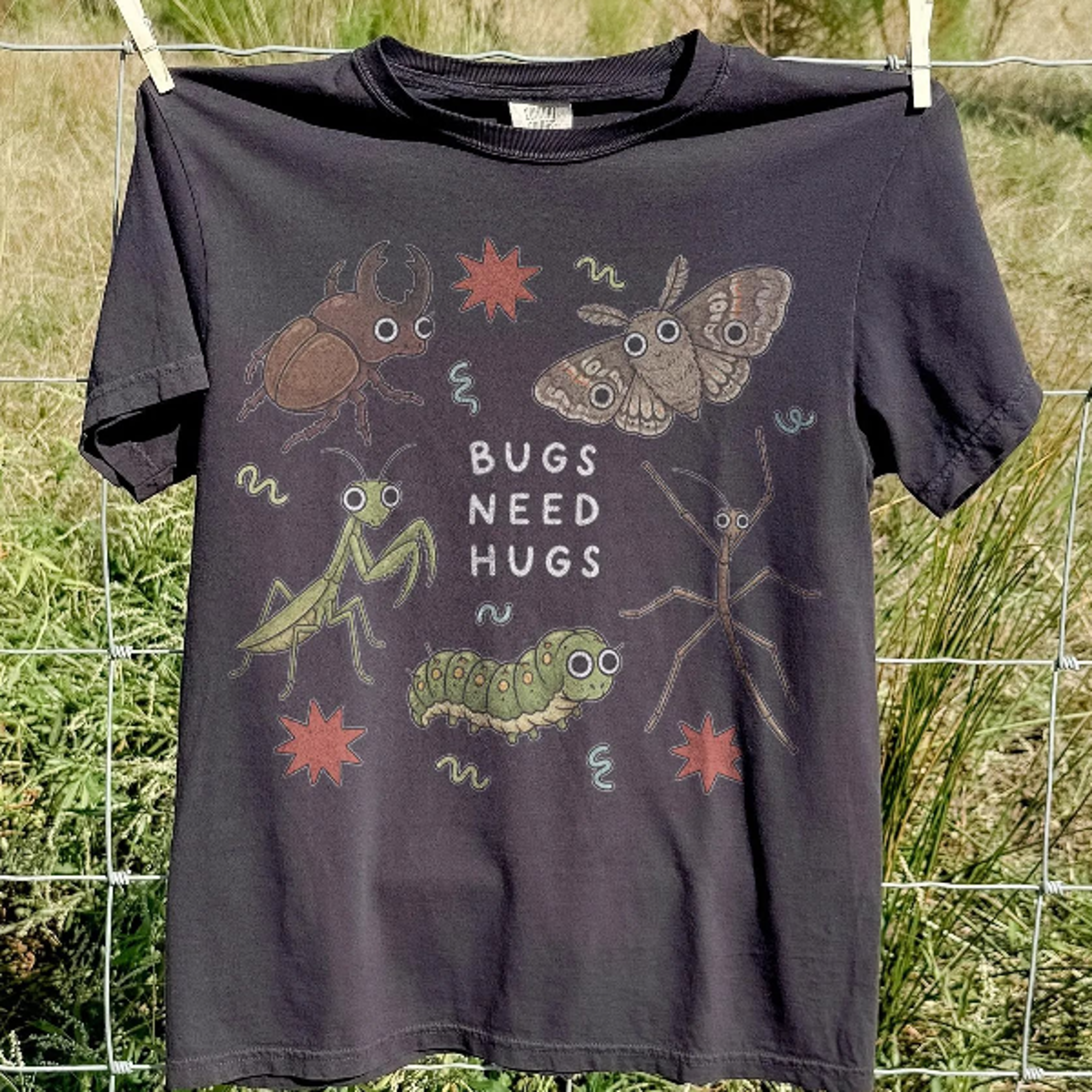 cute insect friends graphic tee, bugs need hugs science teacher shirt, entomology nature