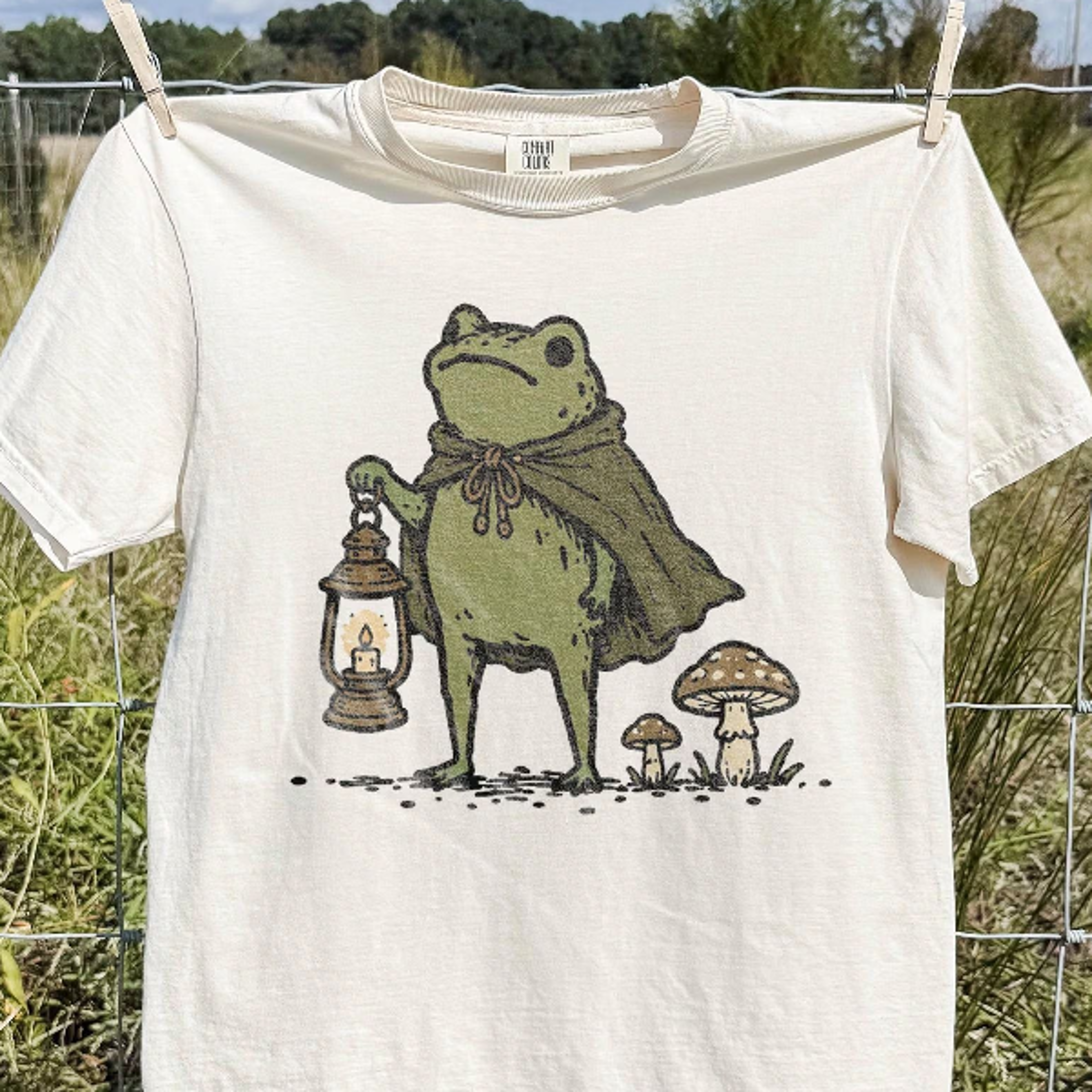 Retro Adventure Frog Graphic Tee Woodland Fantasy Nature Shirt Cottagecore Forest Explorer Style To 