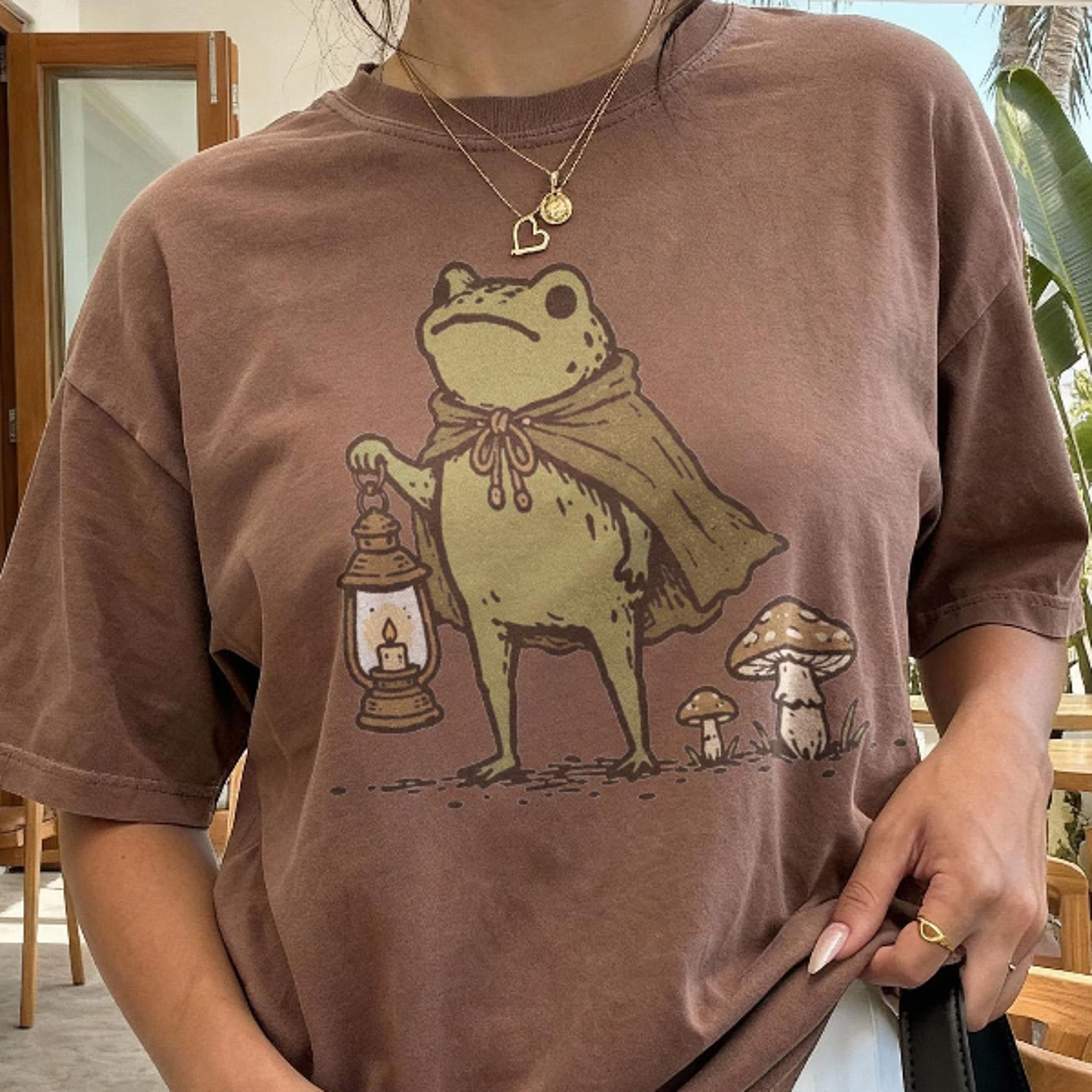 Retro Adventure Frog Graphic Tee Woodland Fantasy Nature Shirt Cottagecore Forest Explorer Style To 