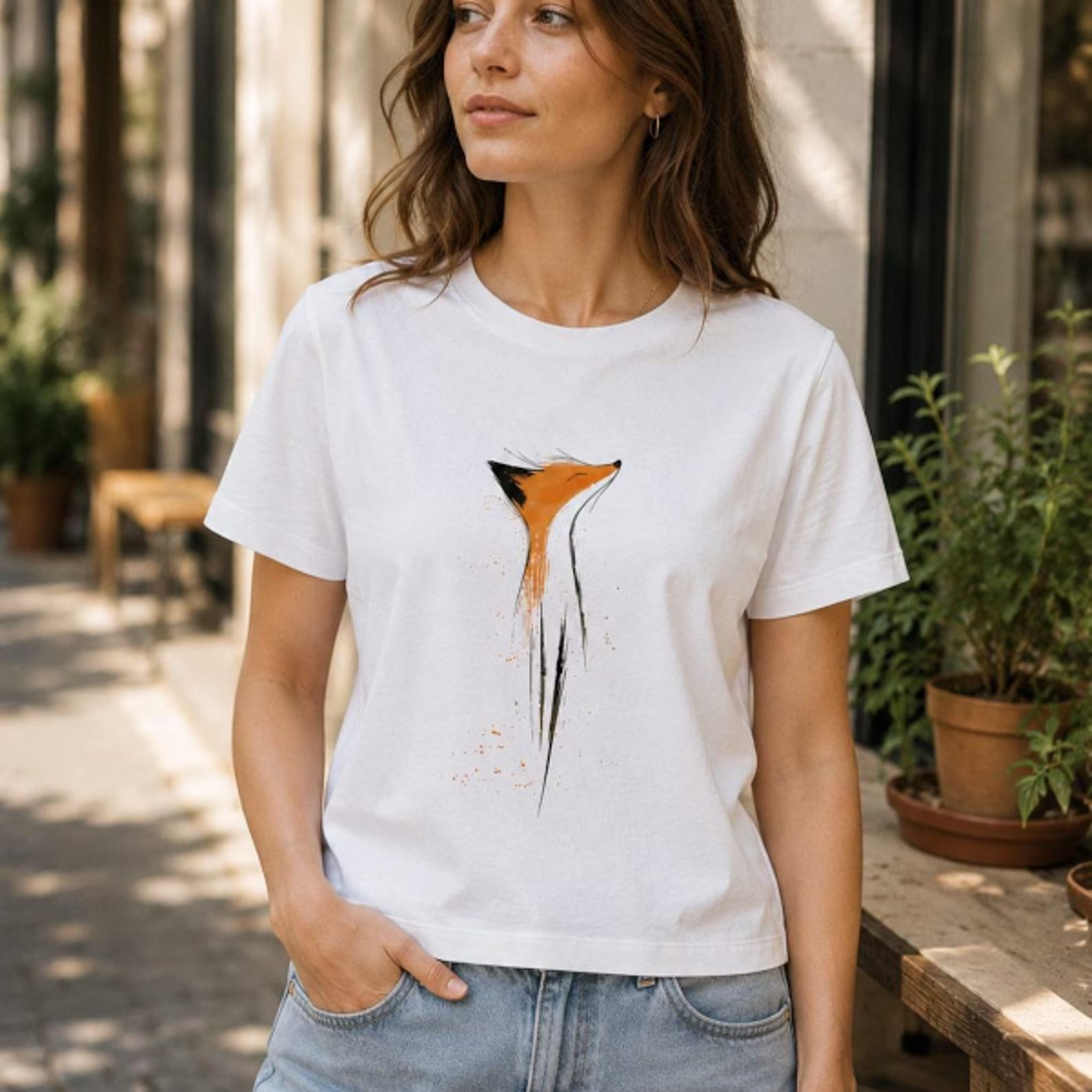 women's fox t-shirt - 100% organic cotton - outdoor - gift for her - fox lovers