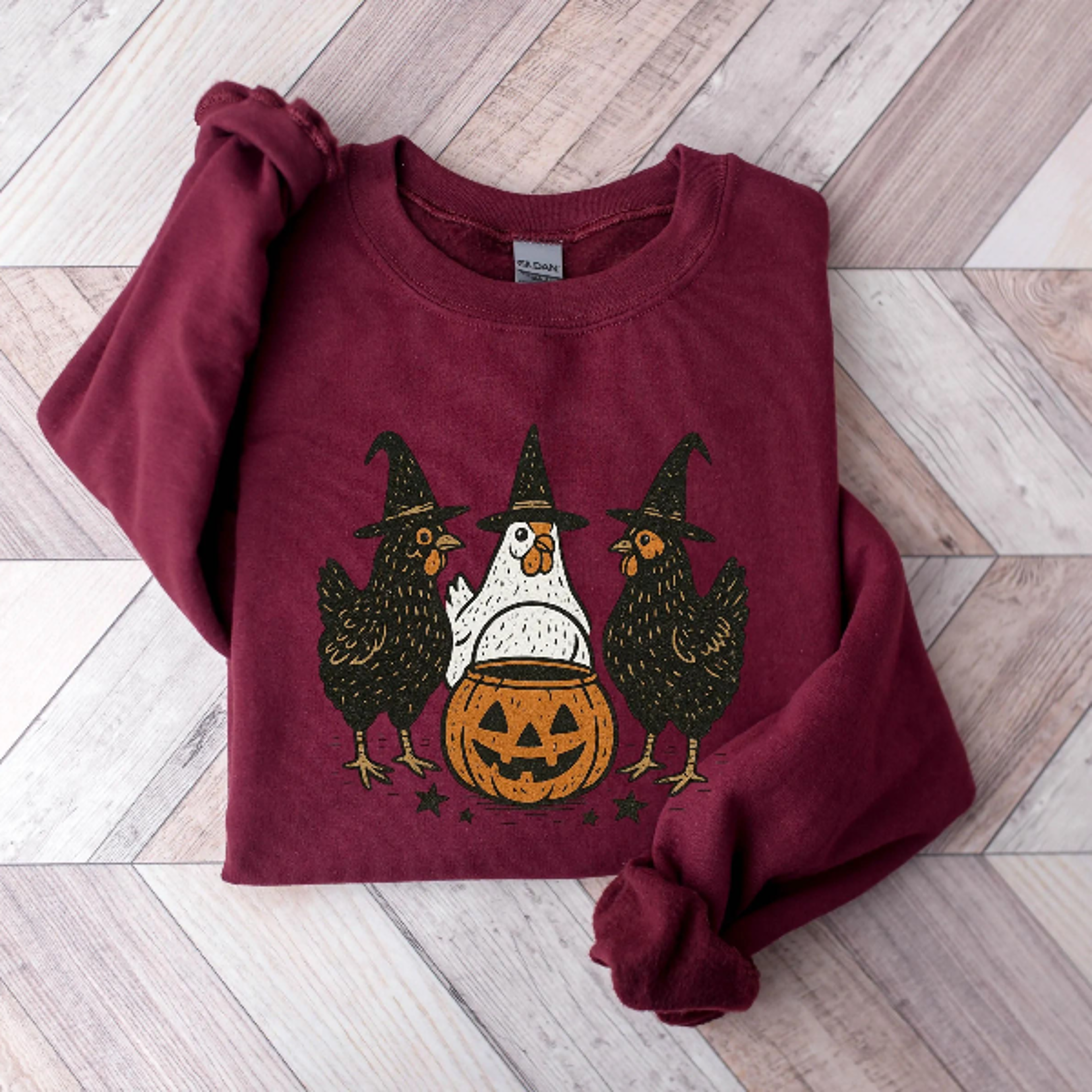Chicken Witches Funny Halloween Sweatshirt Women Witchy Crewneck 3