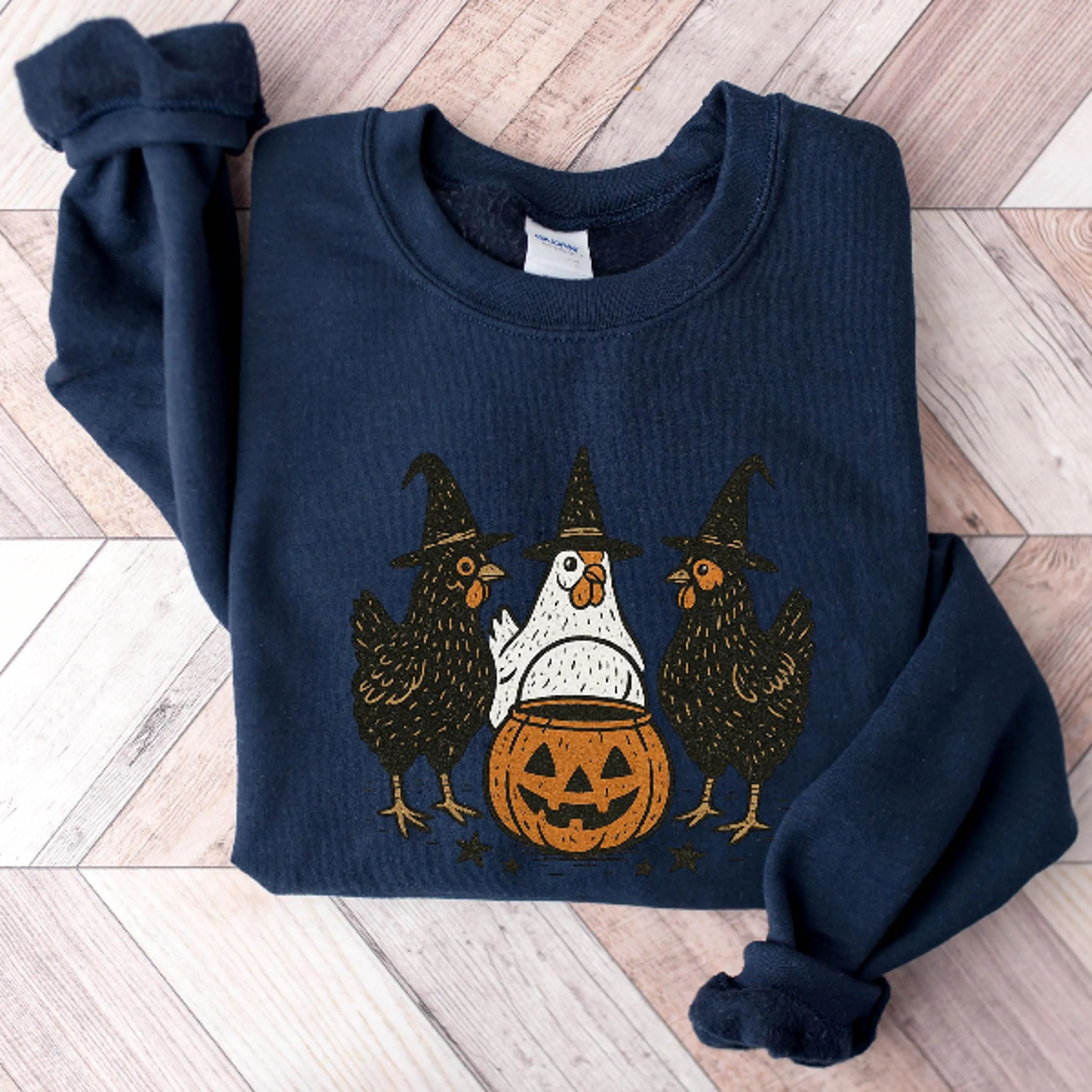 Chicken Witches Funny Halloween Sweatshirt Women Witchy Crewneck 4