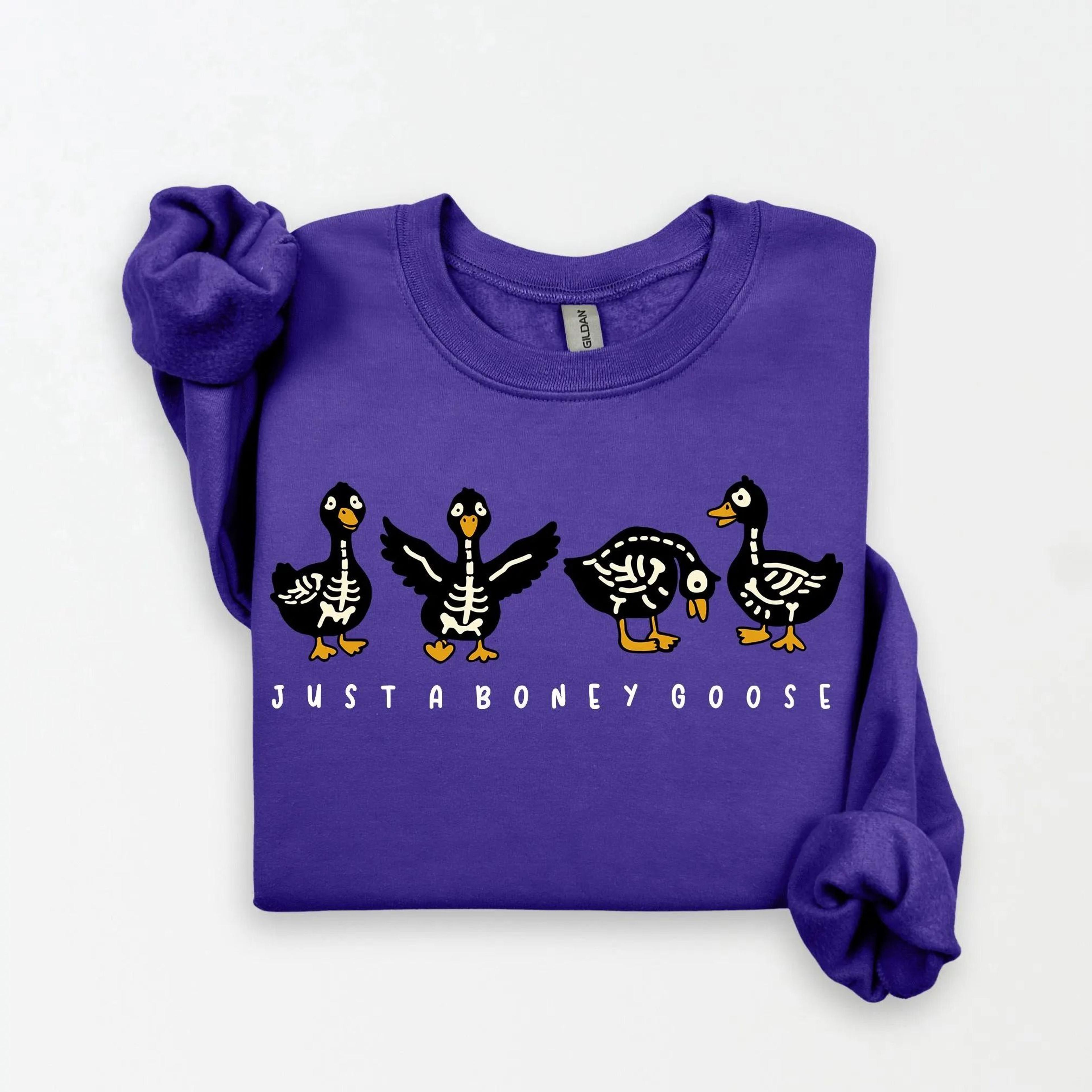 Funny Spooky Goose Sweatshirt Boney Goose Halloween Crewneck 3